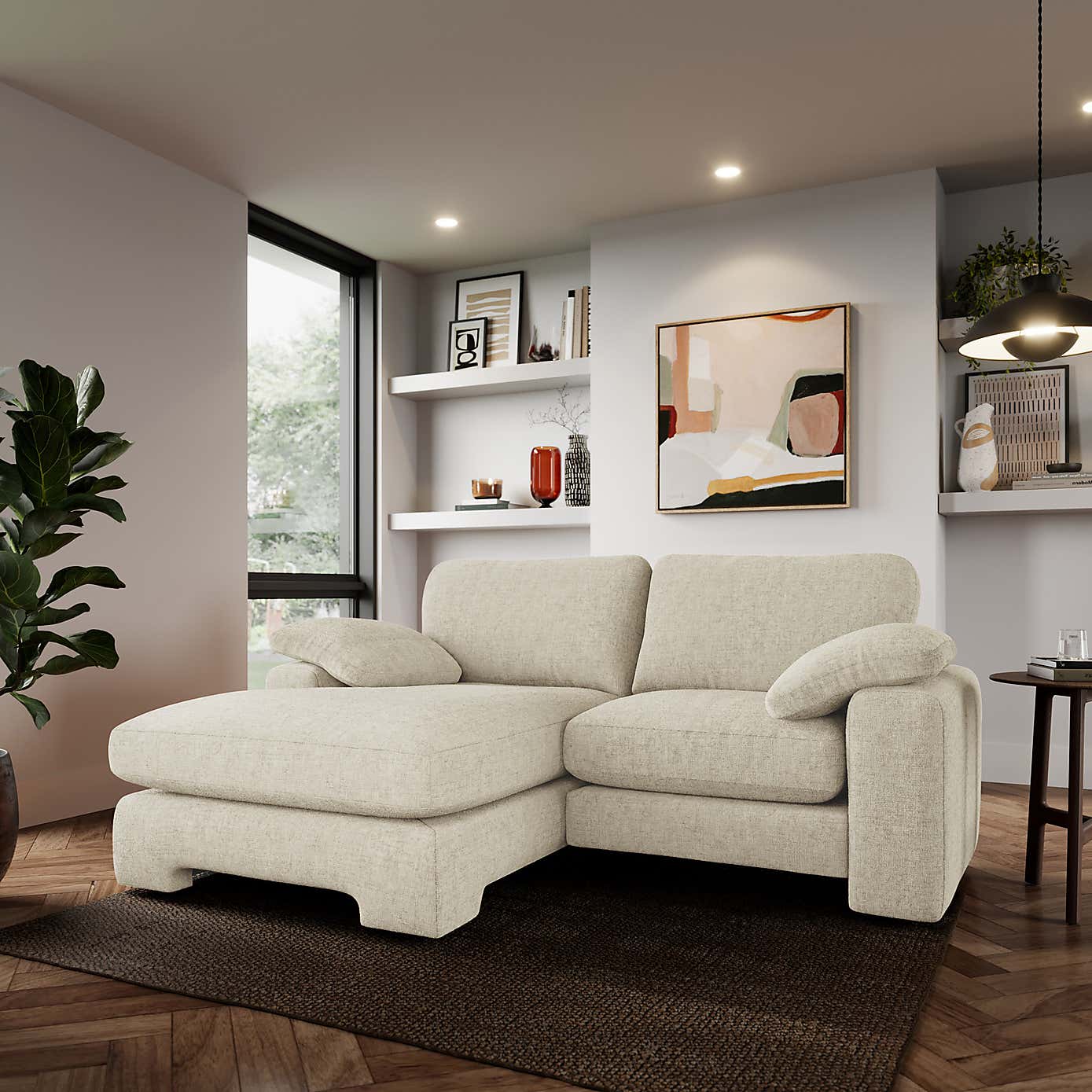 Magnus Soft Textured Chenille Corner Chaise Sofa