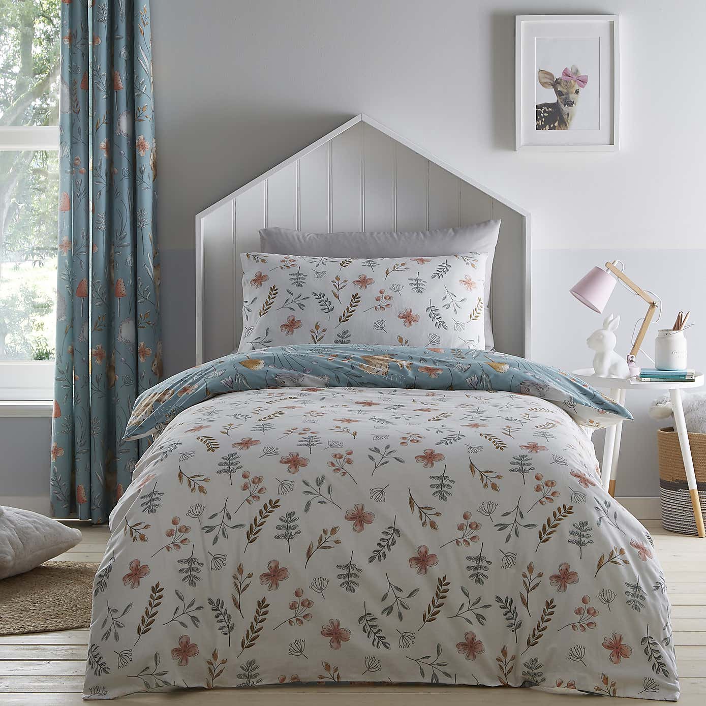 Woodlands 100% Cotton Reversible Single Duvet Cover and Pillowcase Set