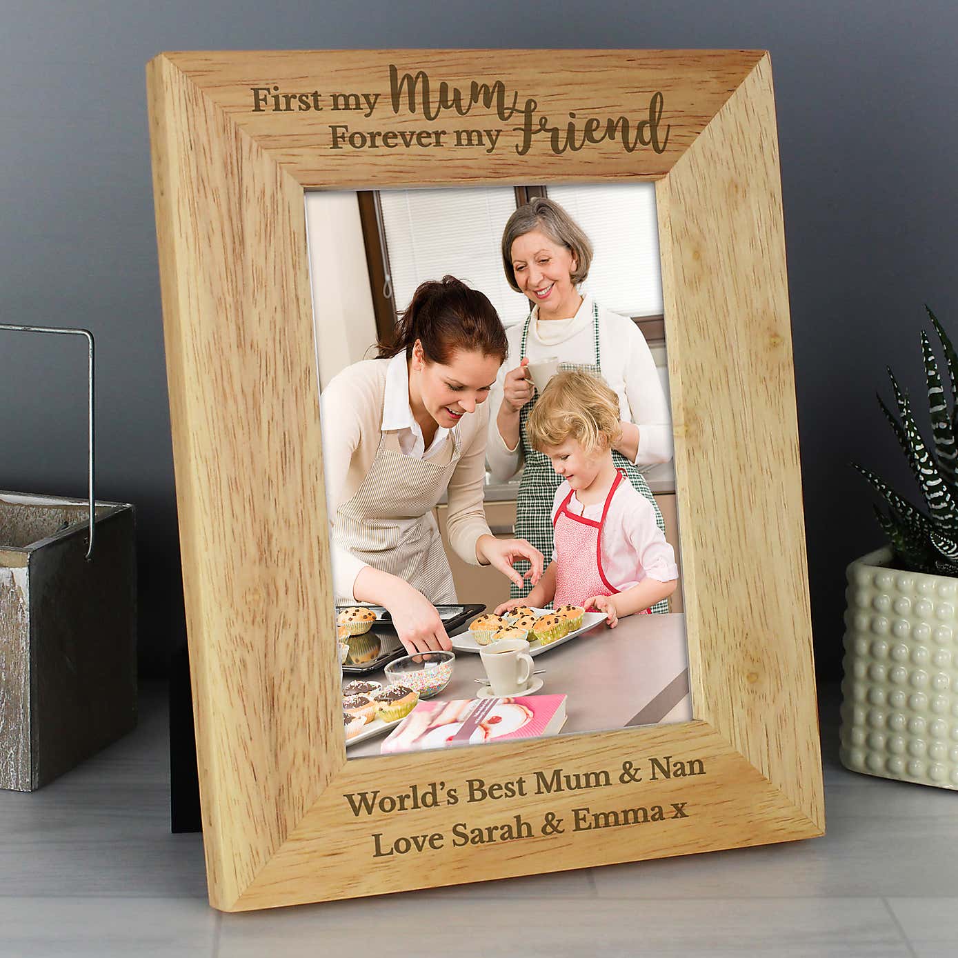 Personalised First My Mum Forever My Friend Light Wood Portrait Photo Frame
