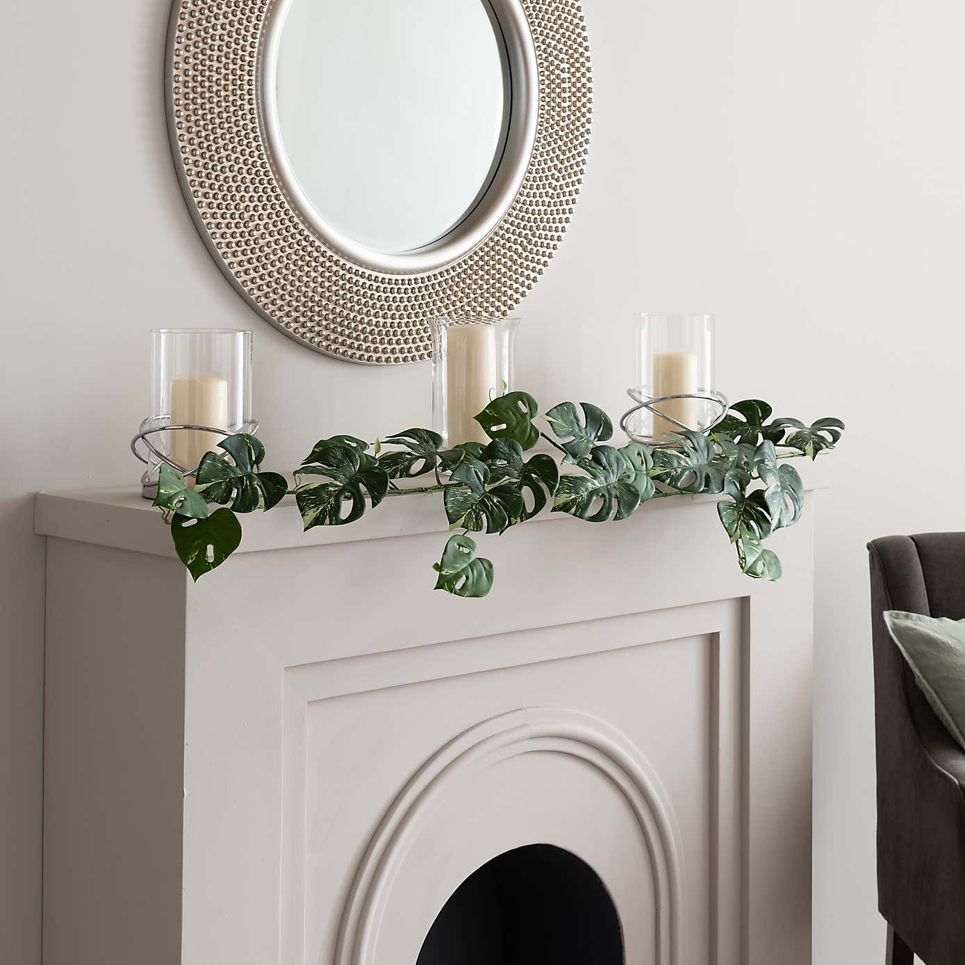 Artificial Variegated Monstera Garland