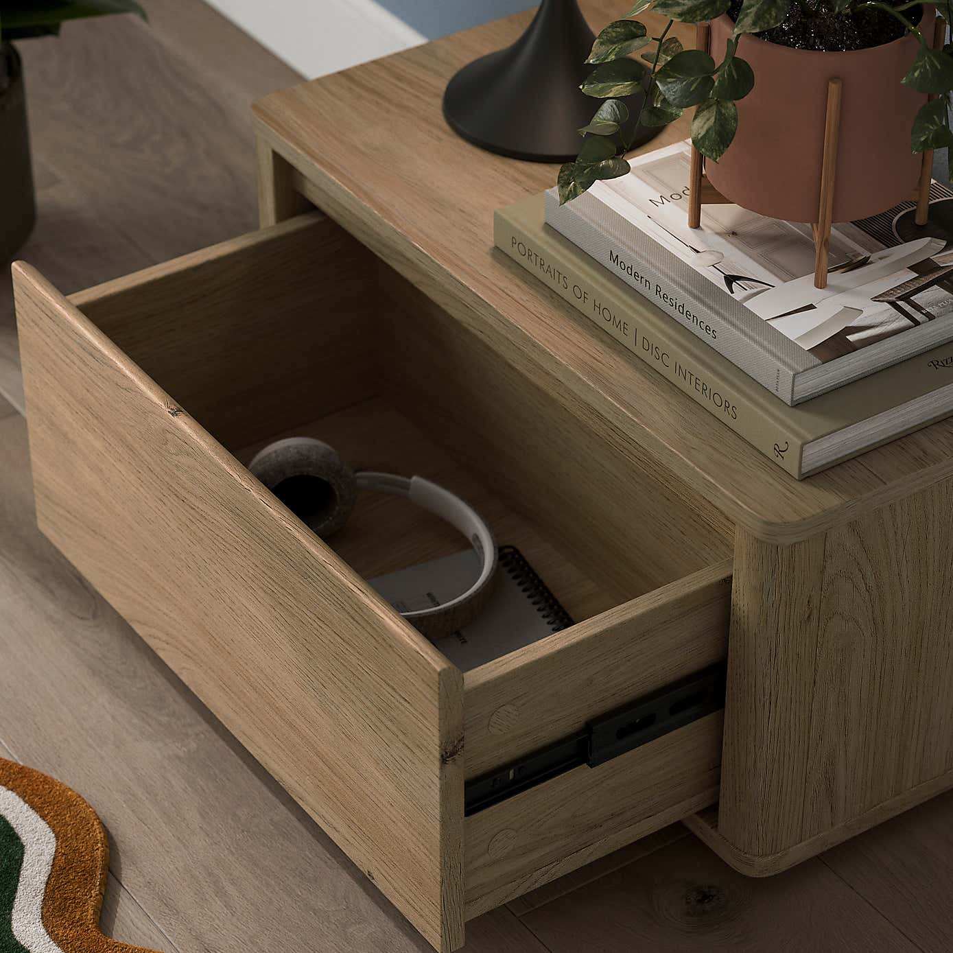 Malik Wide 1 Drawer Bedside Table