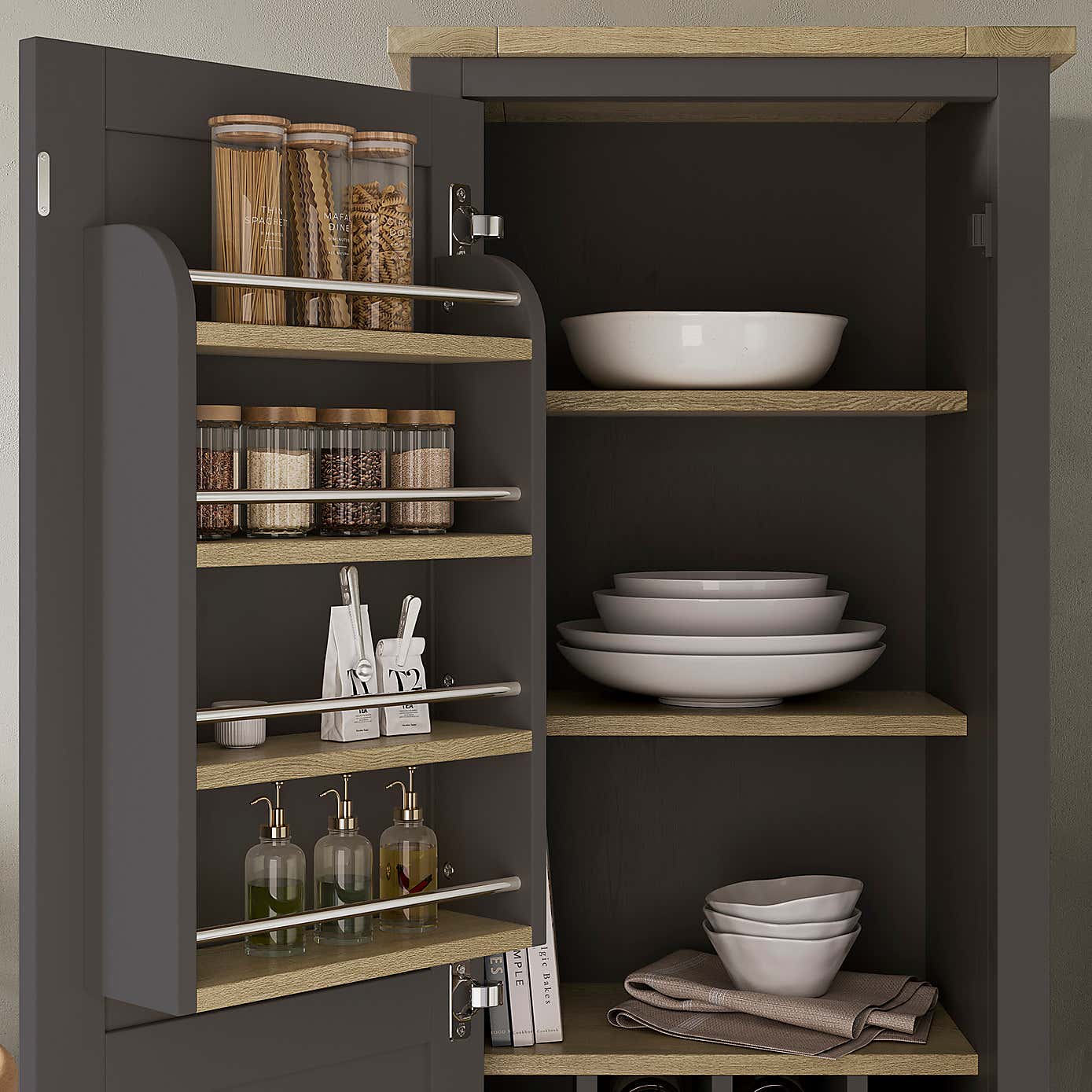 Olney Single Kitchen Larder Unit, Stone