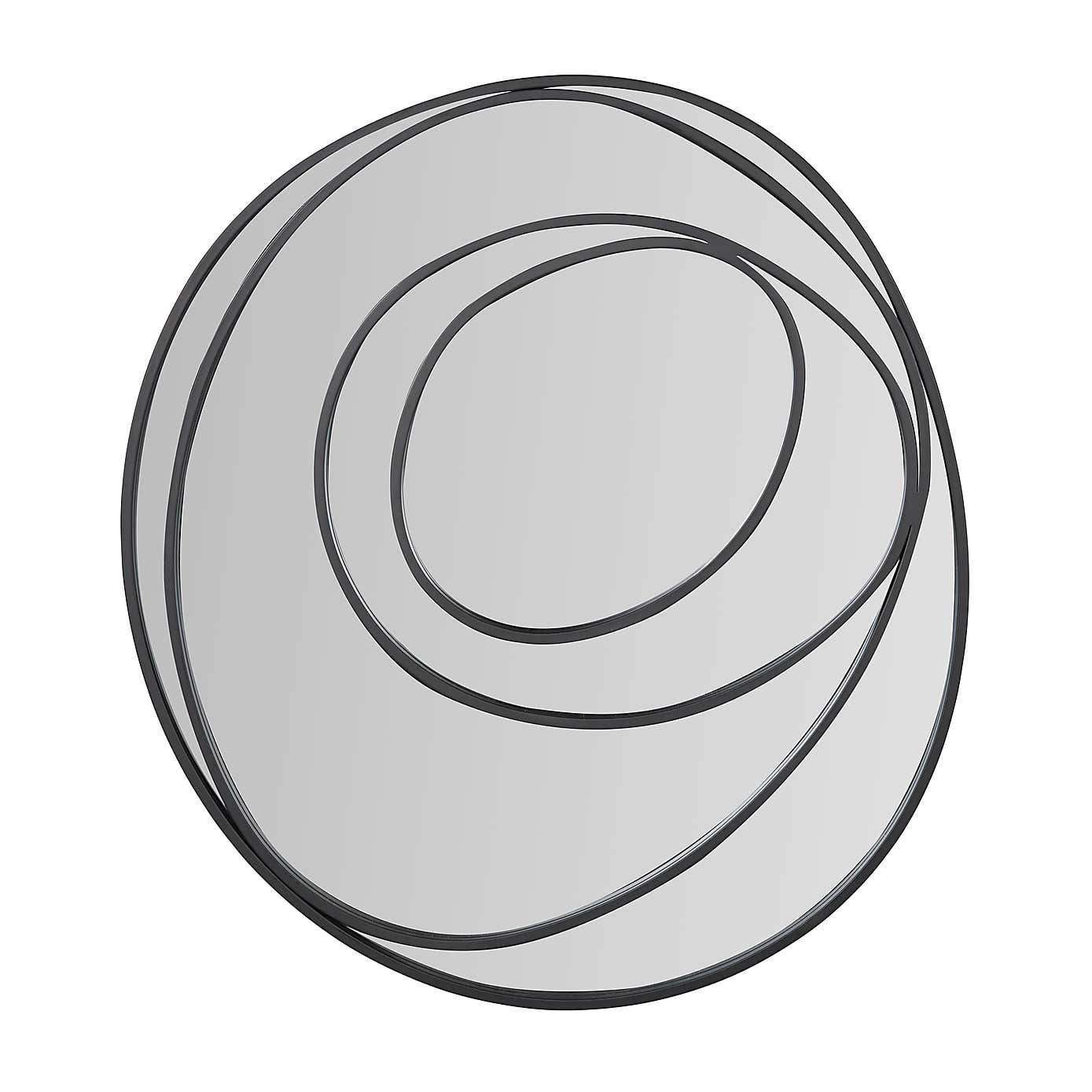 Black Swirl Round Wall Mirror