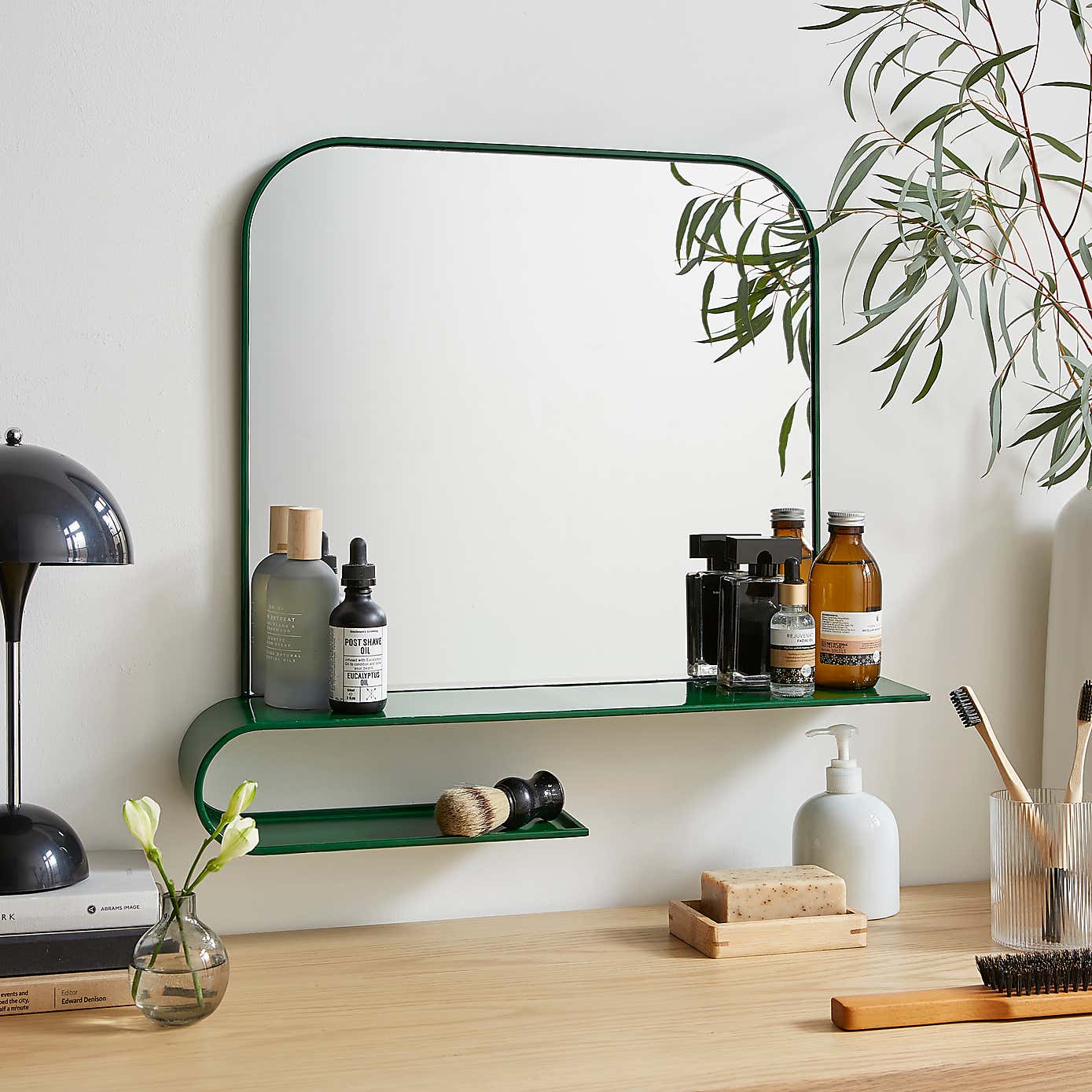 Elements Squoval Wall Mirror with Curling Shelf