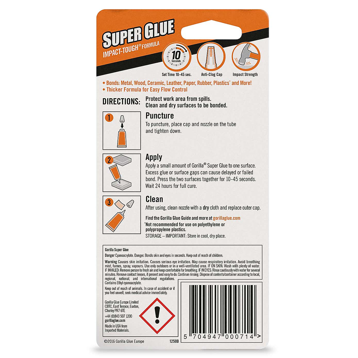 Gorilla 2 x 3g Blue Super Glue