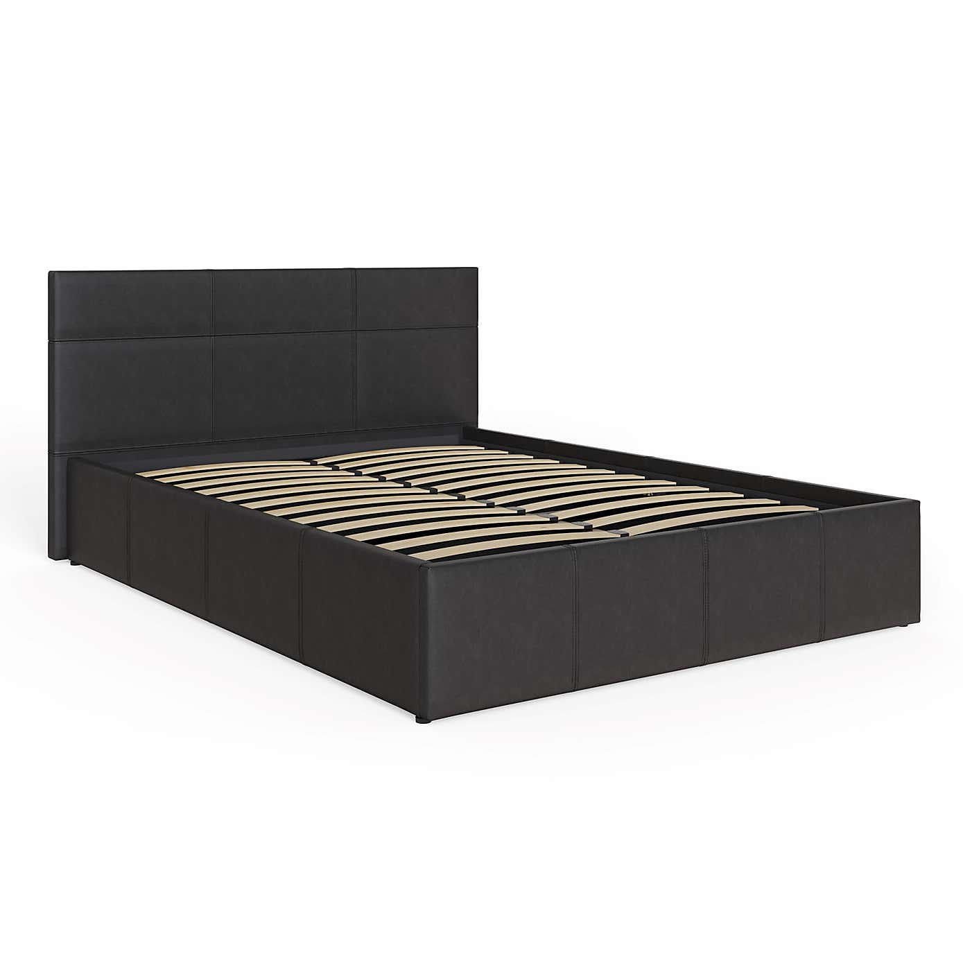 Side Lift Ottoman Bed Frame, Faux Leather