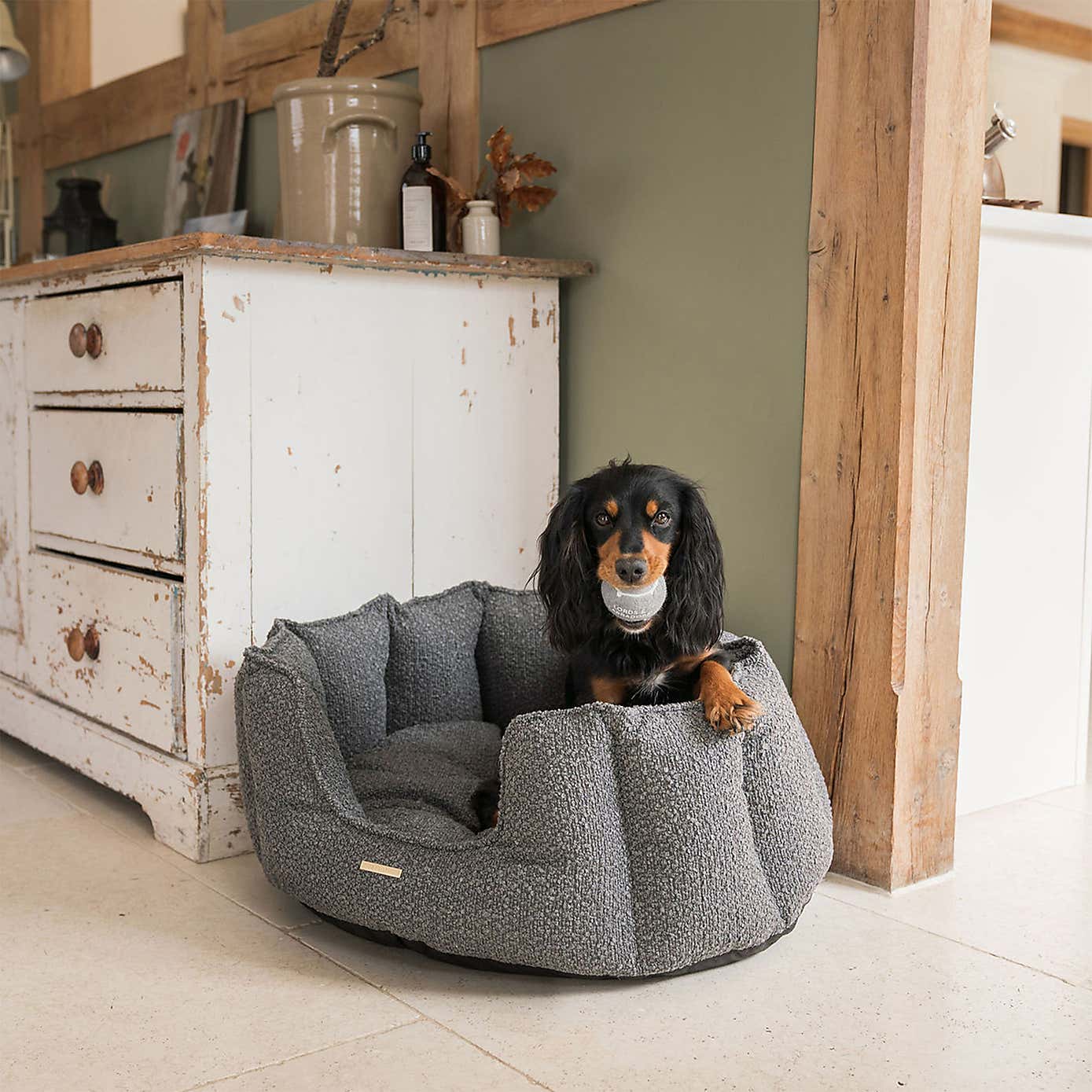 Lords and Labradors Boucle High Wall Dog Bed
