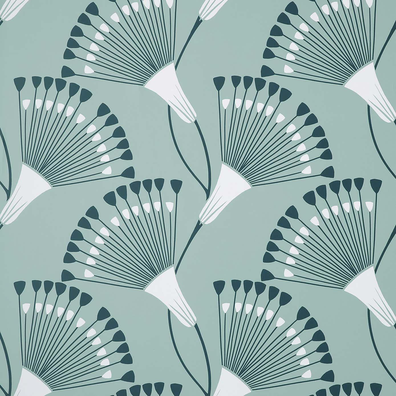 Fan Flower Ochre Wallpaper