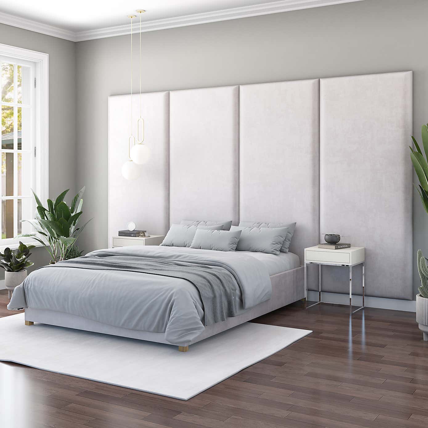 Hanging Wall Panel Dual Mount Plush Velvet Headboard