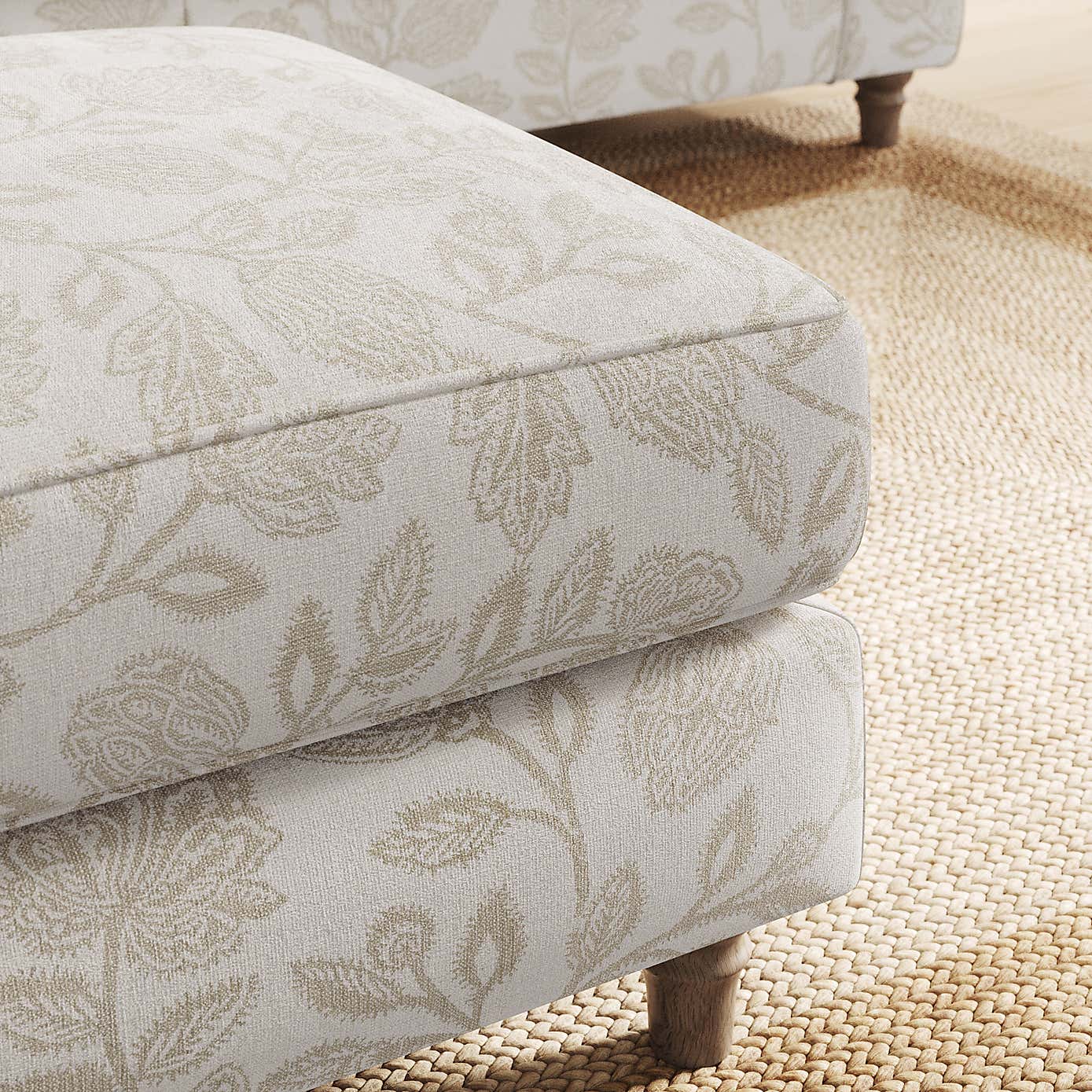 Flori Footstool, Floral Print Fabric
