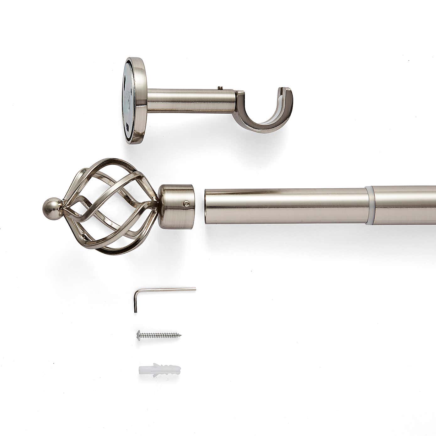 Caged Ball Extendable Metal Eyelet Curtain Pole