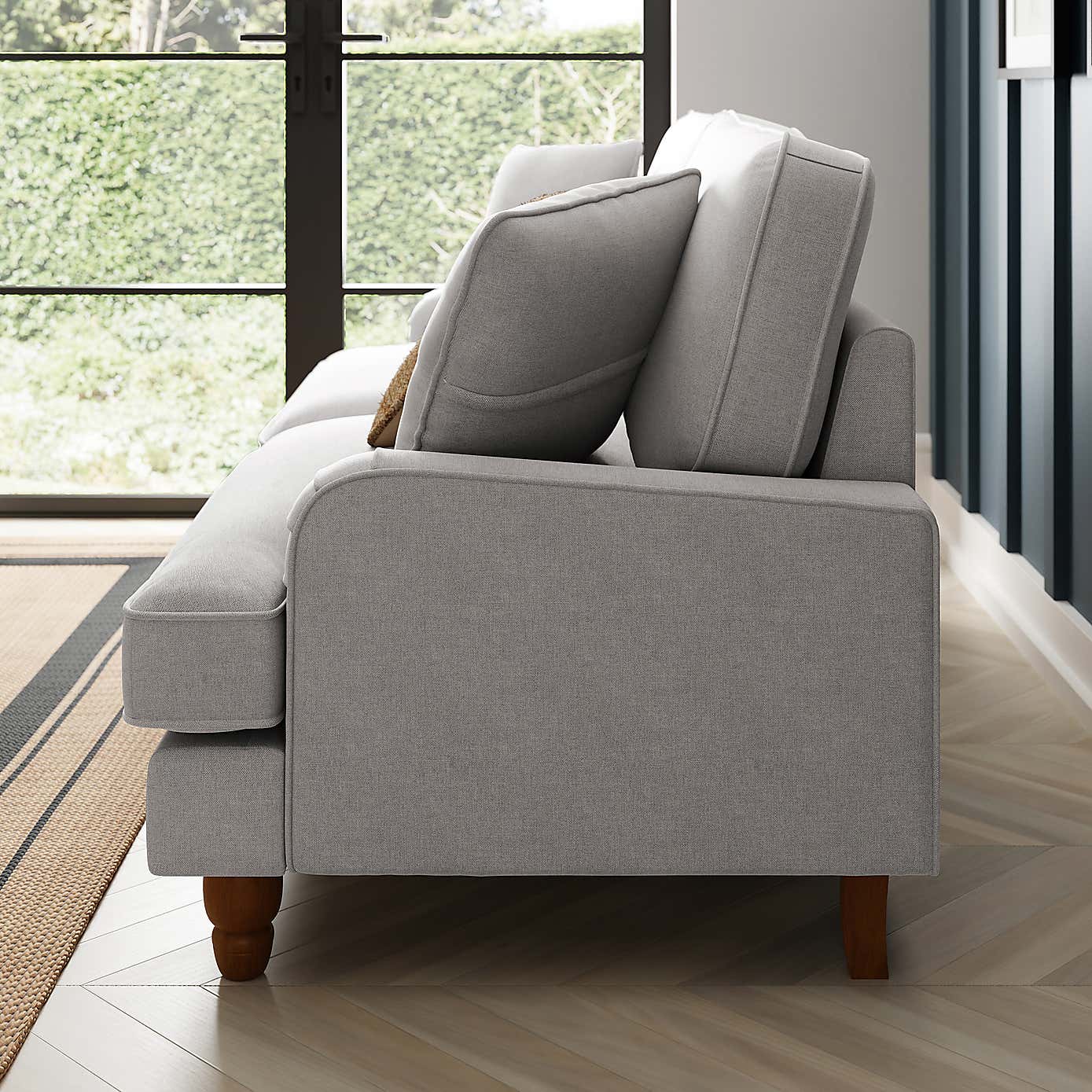 Beatrice Flatweave Grey 3 Seater Sofa