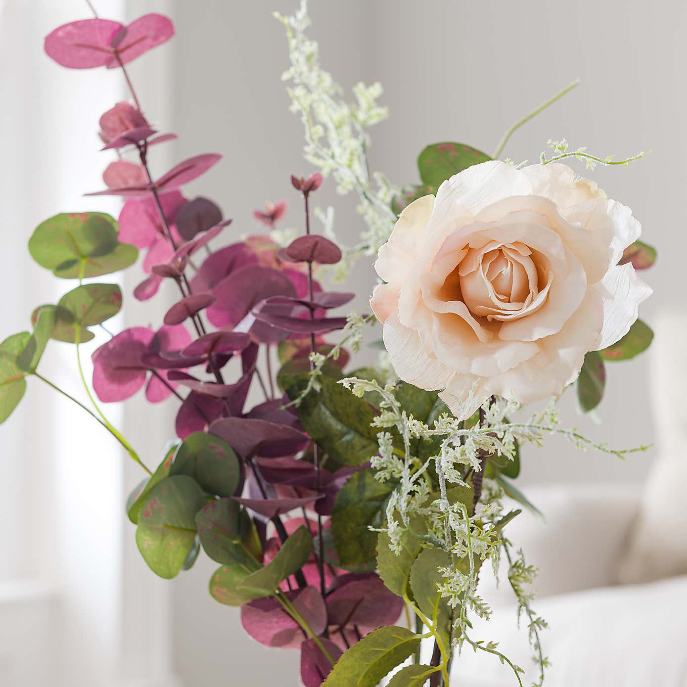 Artificial Rose & Eucalyptus Letterbox Bouquet