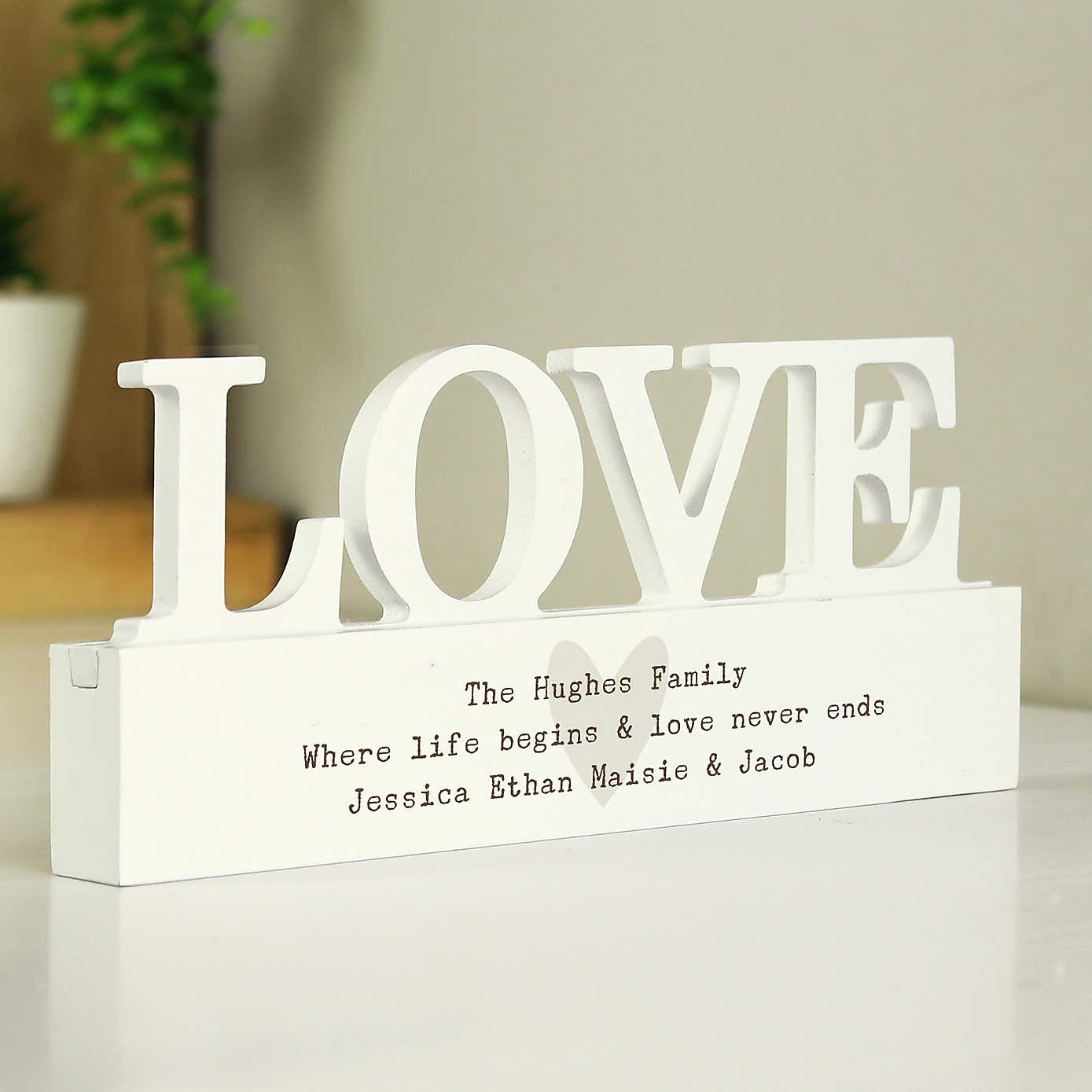 Personalised Free Text Heart Wooden Love Ornament