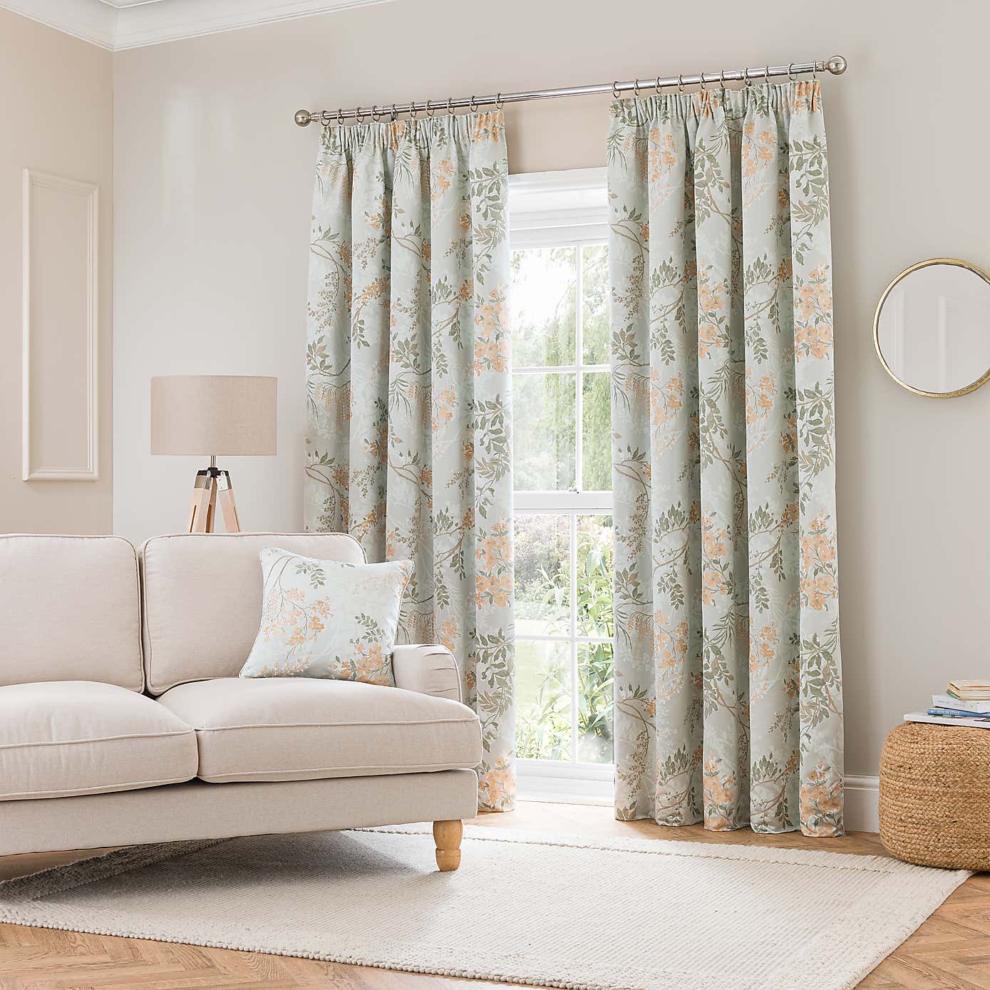 Trailing Wisteria Blackout Pencil Pleat Curtain