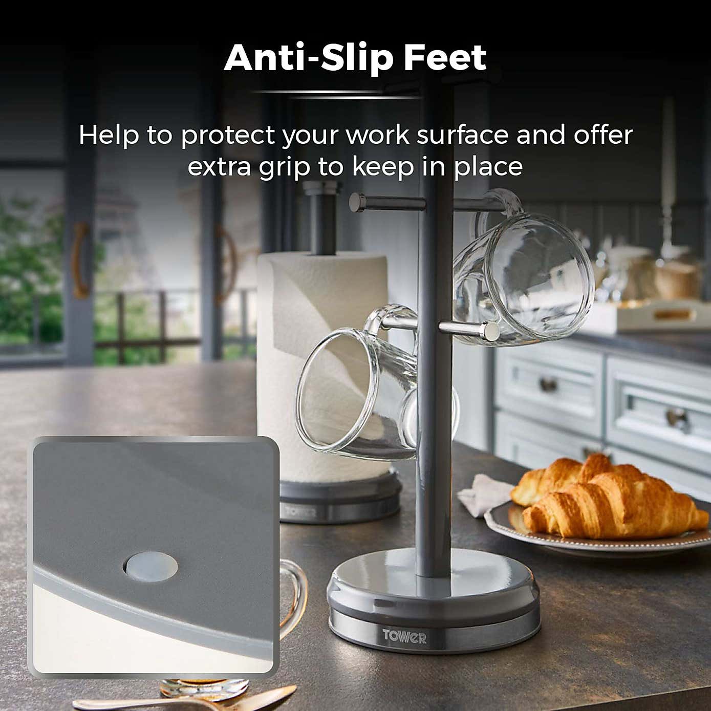 Tower Belle Mug Tree and Kitchen Roll Holder Set