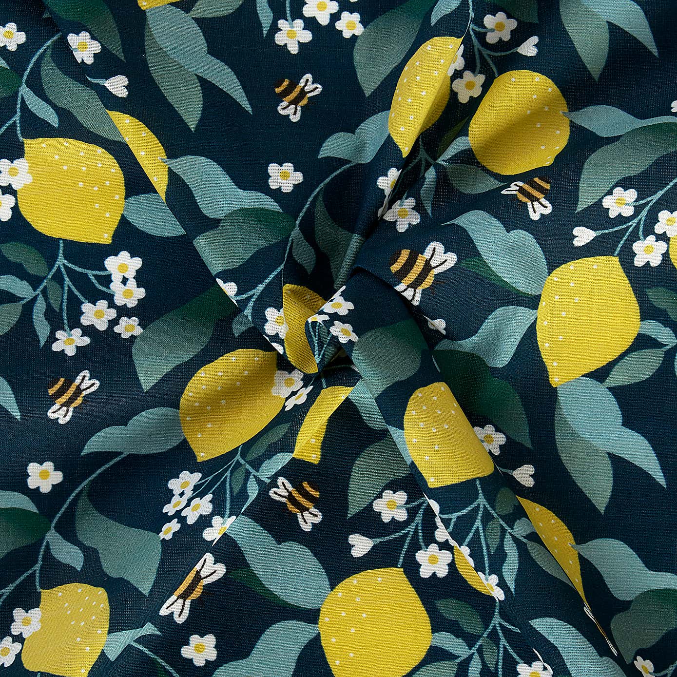 Lemon and Bees Cotton Poplin