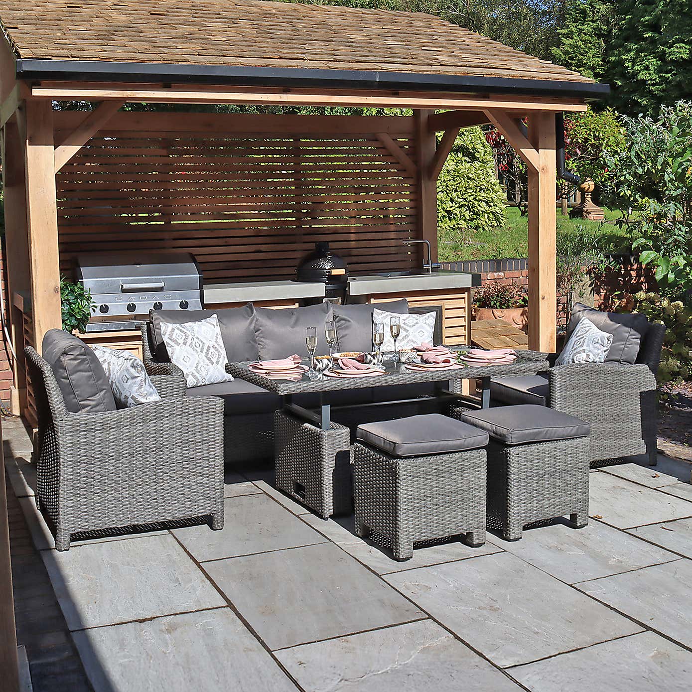 A.Mir Paris 7 Seater Deluxe Outdoor Sofa and Dining Set