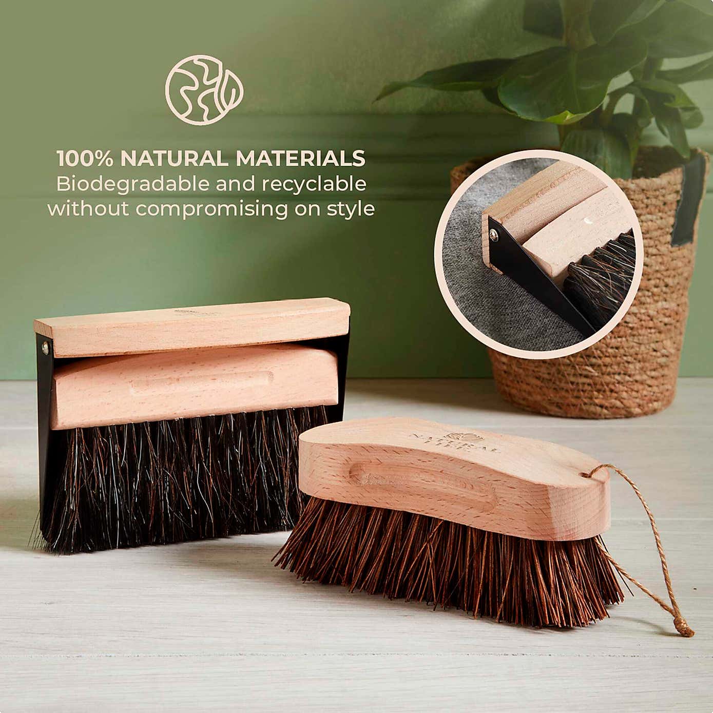 Natural Life Set of 2 Floor Cleaning Brushes