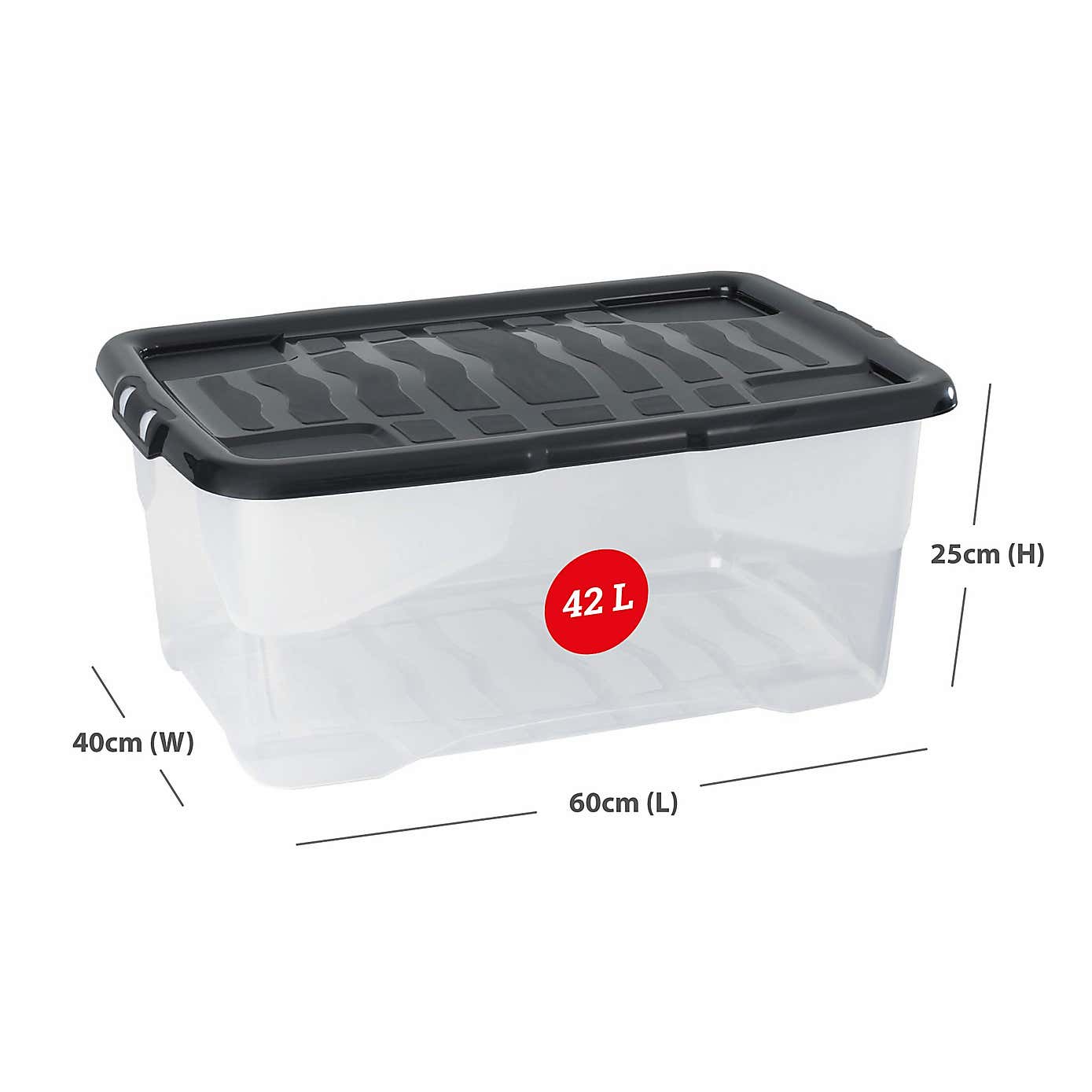 Set of 4 Strata 42L Curve Storage Box with Lids