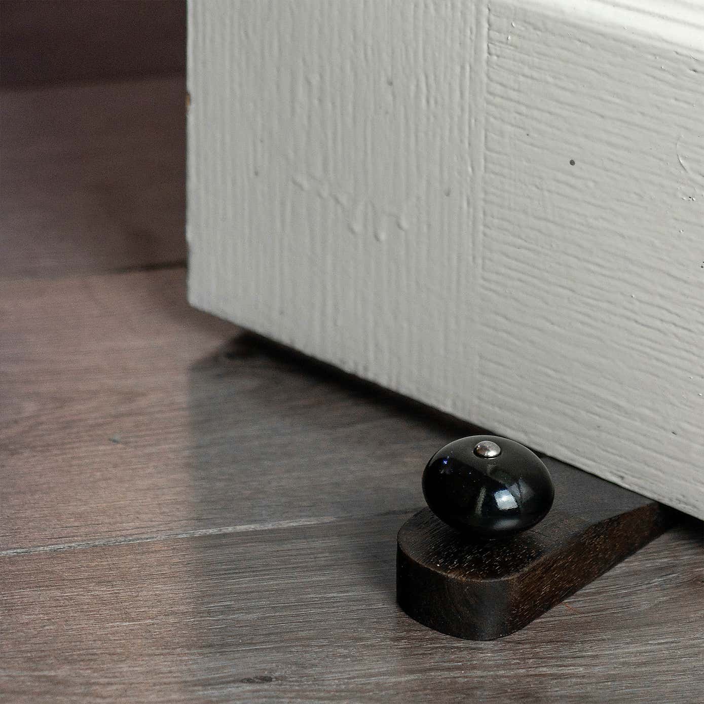 Set of 4 Nicola Spring Black Wooden Door Stops