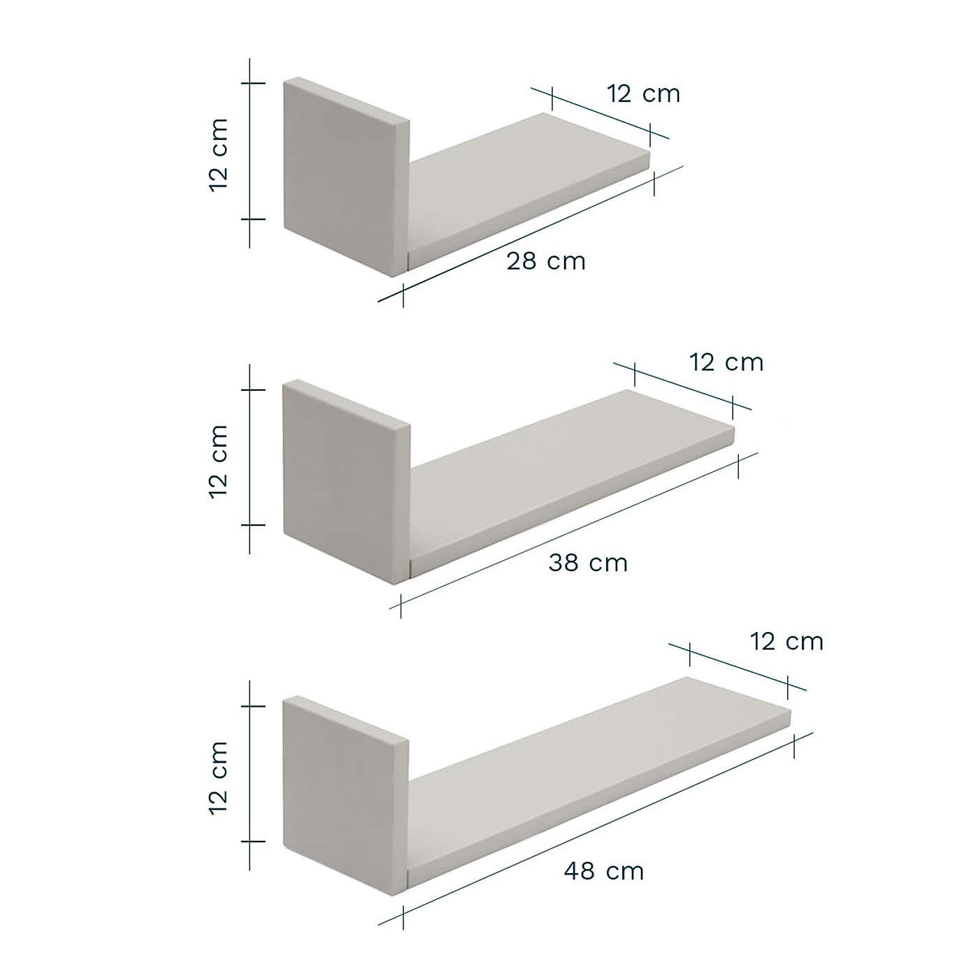 Tutti Bambini Rio Set of Three LShaped Wall Shelves