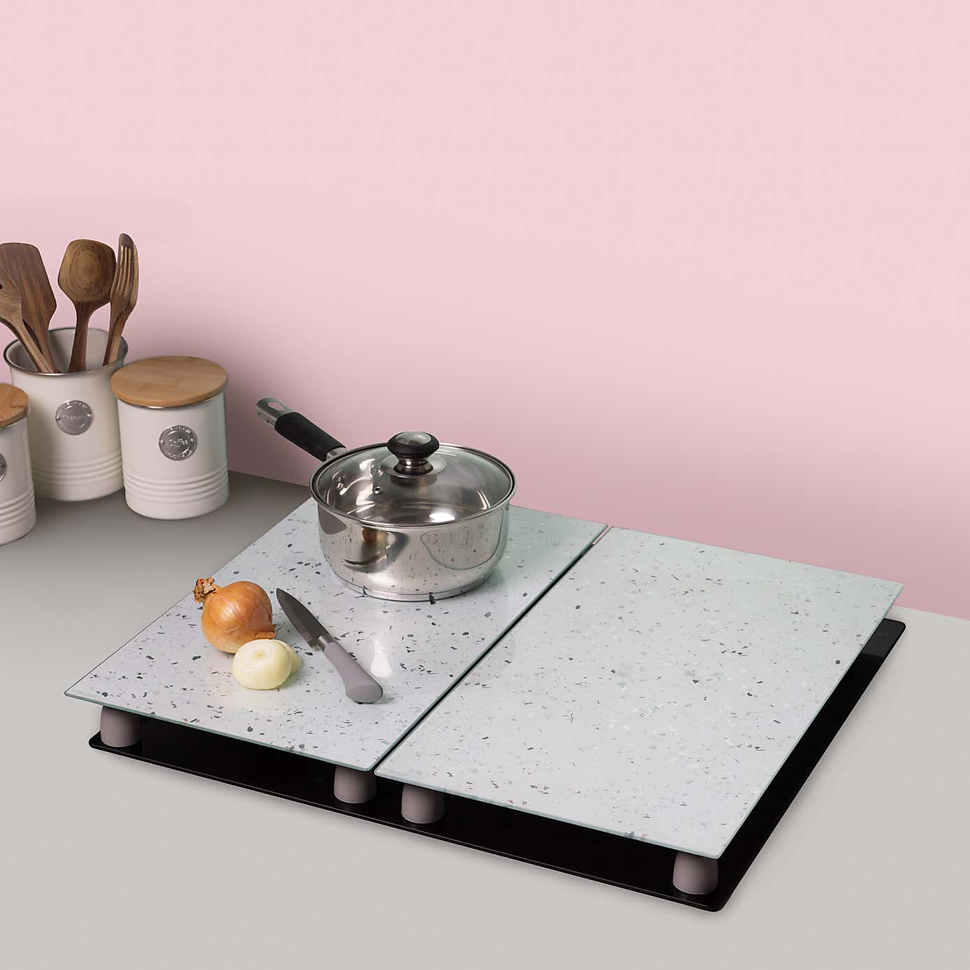 Typhoon Elements Set of 2 Glass Quartz Effect Hob Protectors