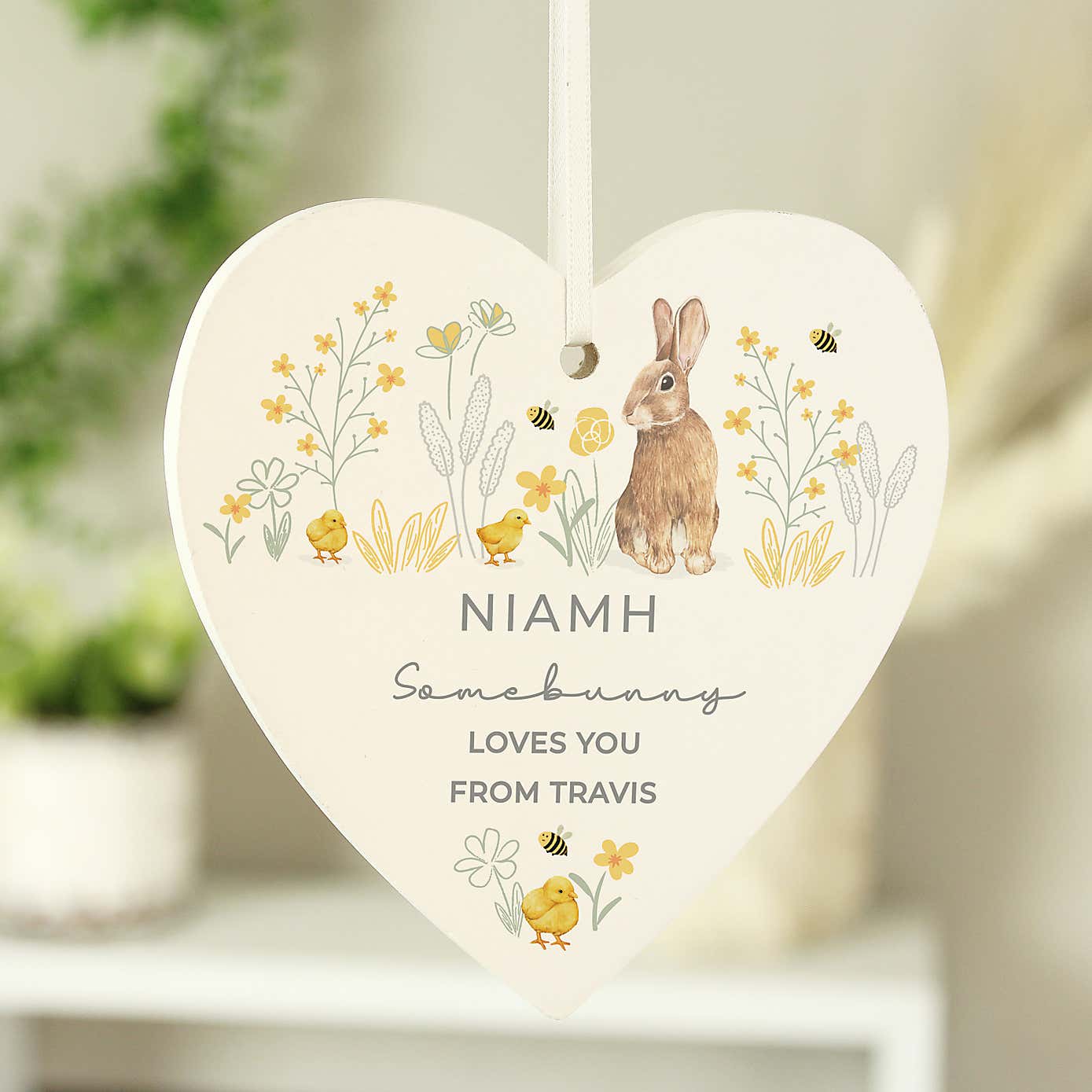 Personalised Spring Bunny Heart Decoration
