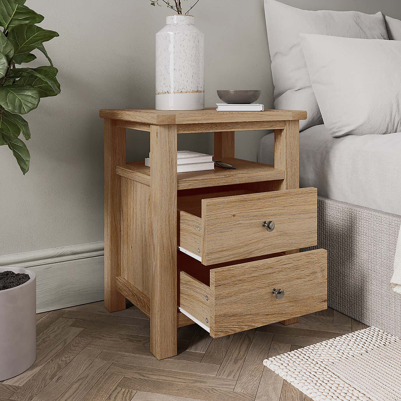 Olney 2 Drawer Bedside Stone