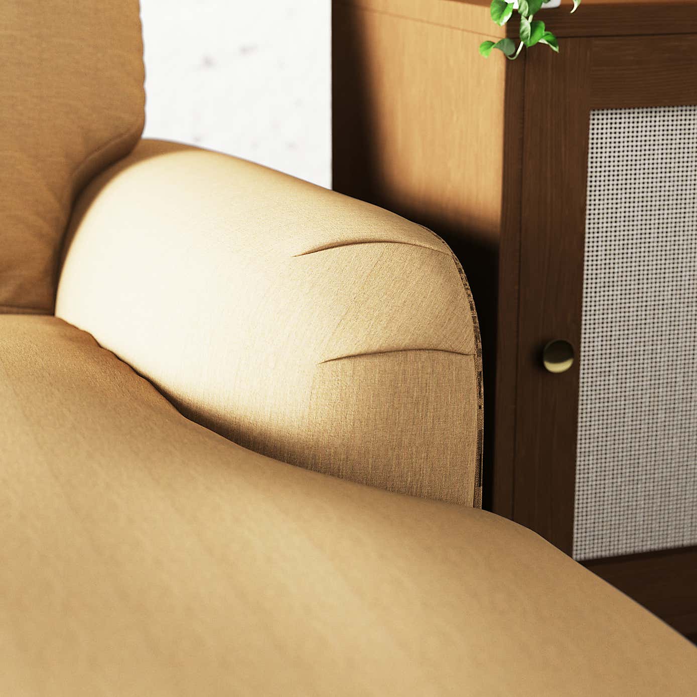 Martha Slub Faux Linen Corner Chaise Sofa