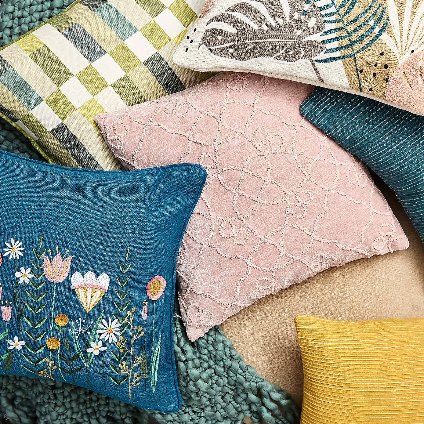 Scandi Floral Modern Cushion Cover