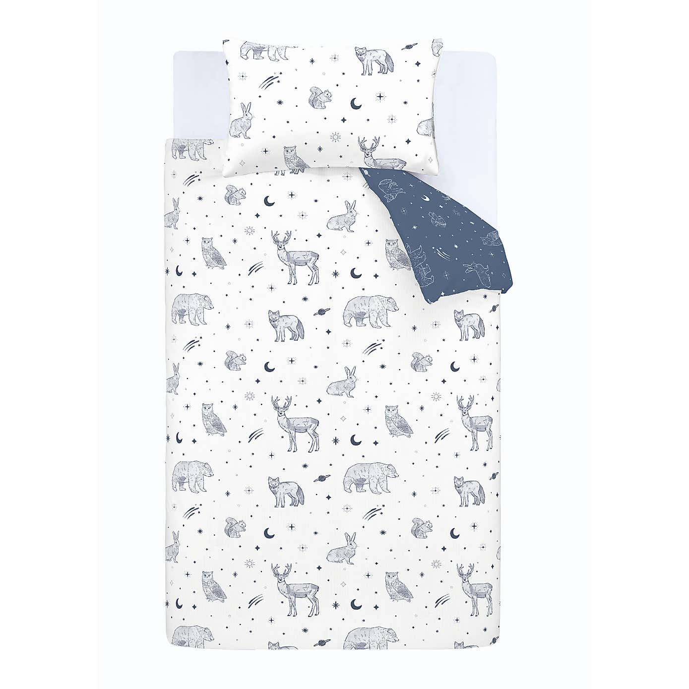 Bianca Starlight Animals Brushed Cotton Duvet Cover and Pillowcase Set