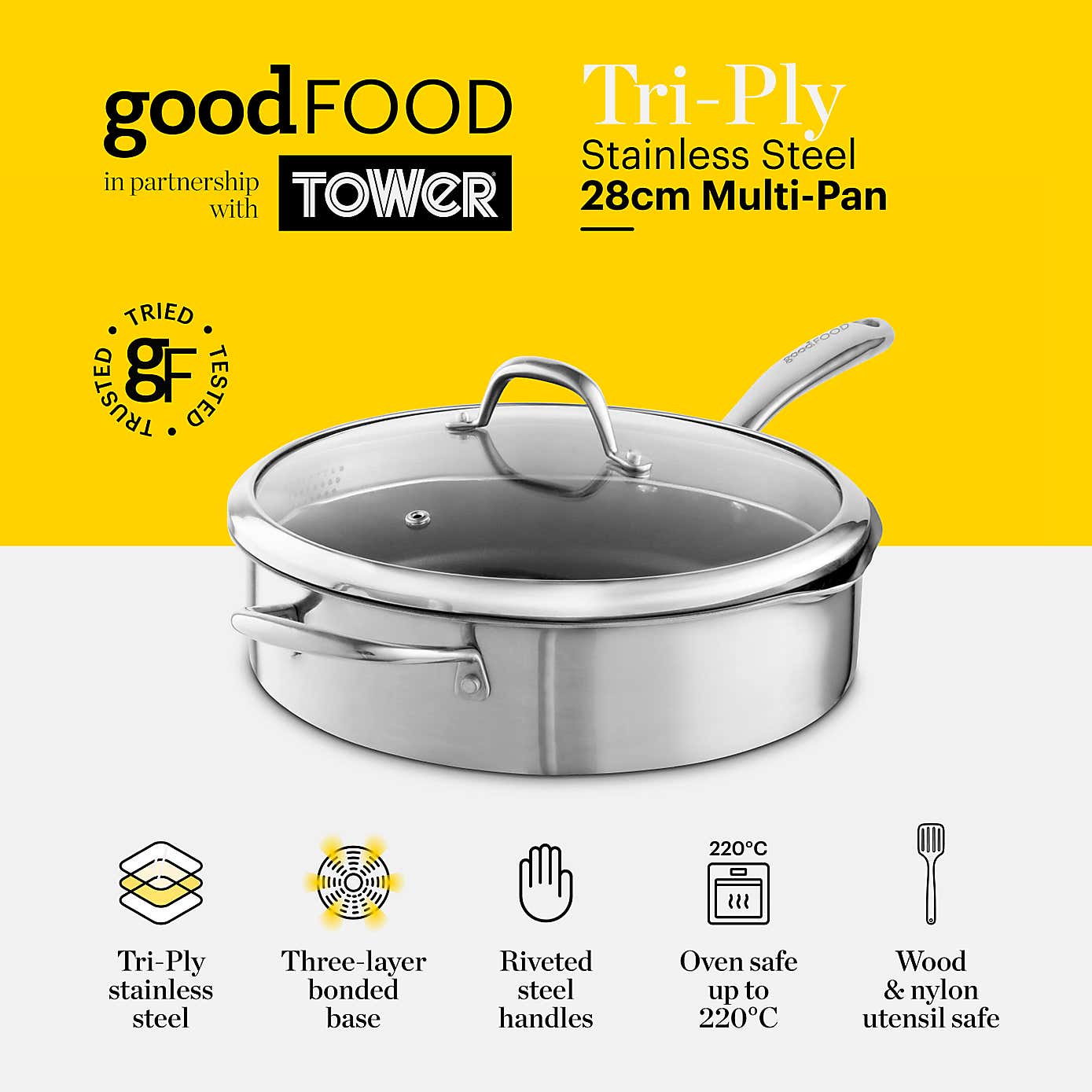 Good Food Tri Ply 28cm Multi Pan