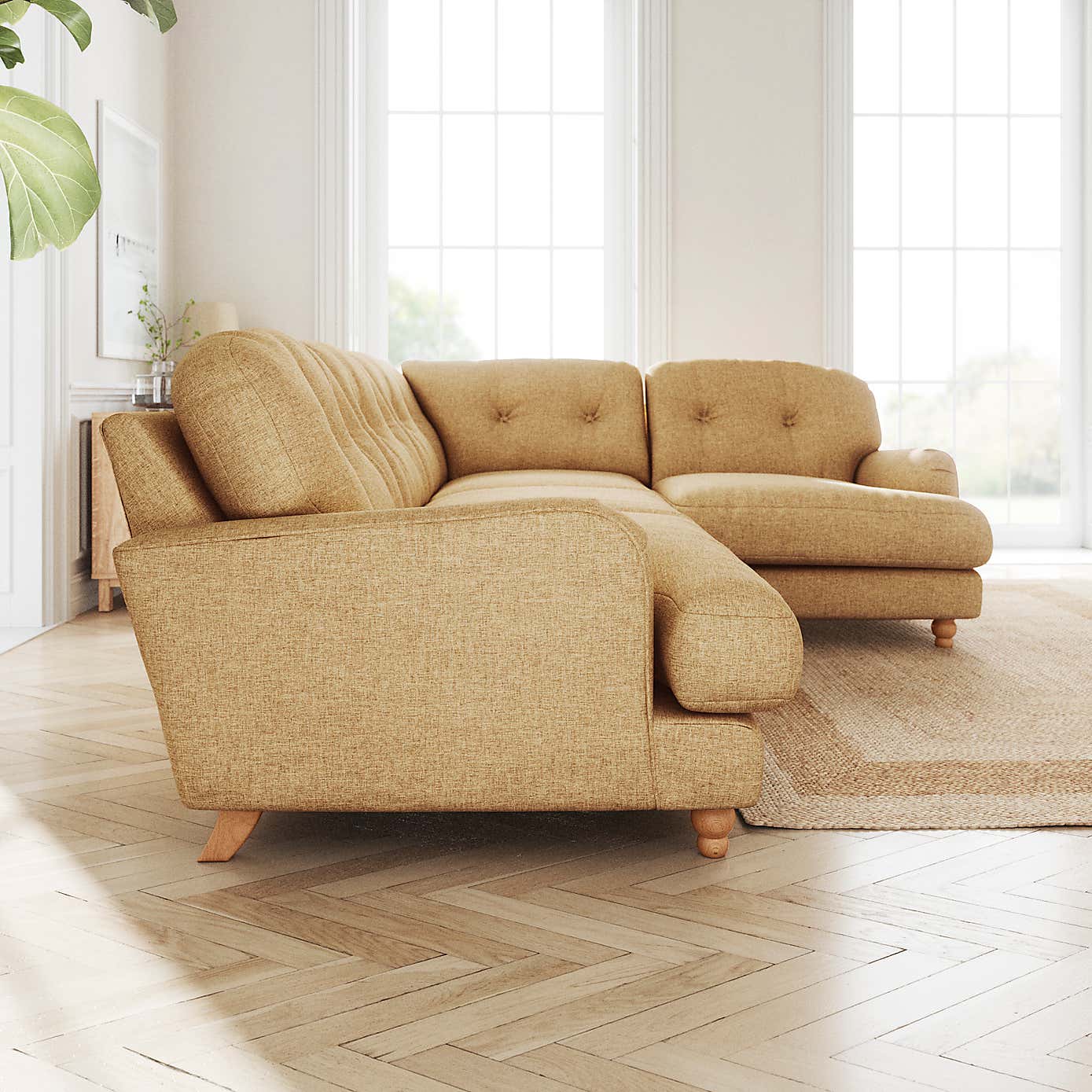 Martha Slub Faux Linen Full Corner Sofa