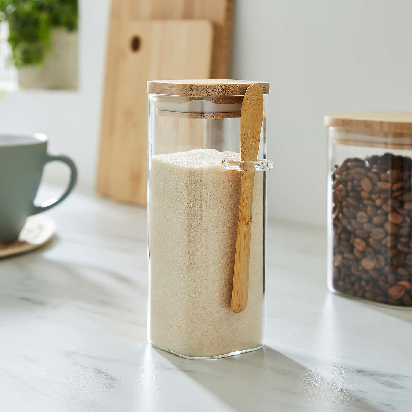 Glass Square Jar with Spoon