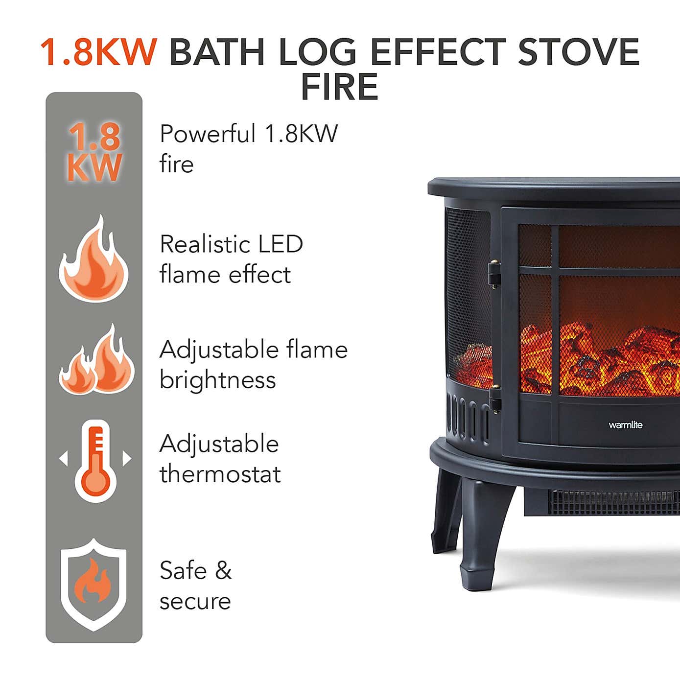 Bath 1.8KW Stove Fire