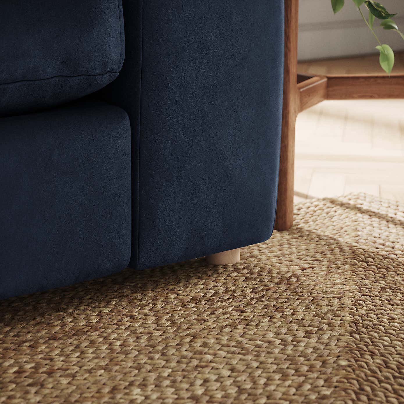 Full Circle Austin Cosy Velvet 4 Seater Sofa, Navy