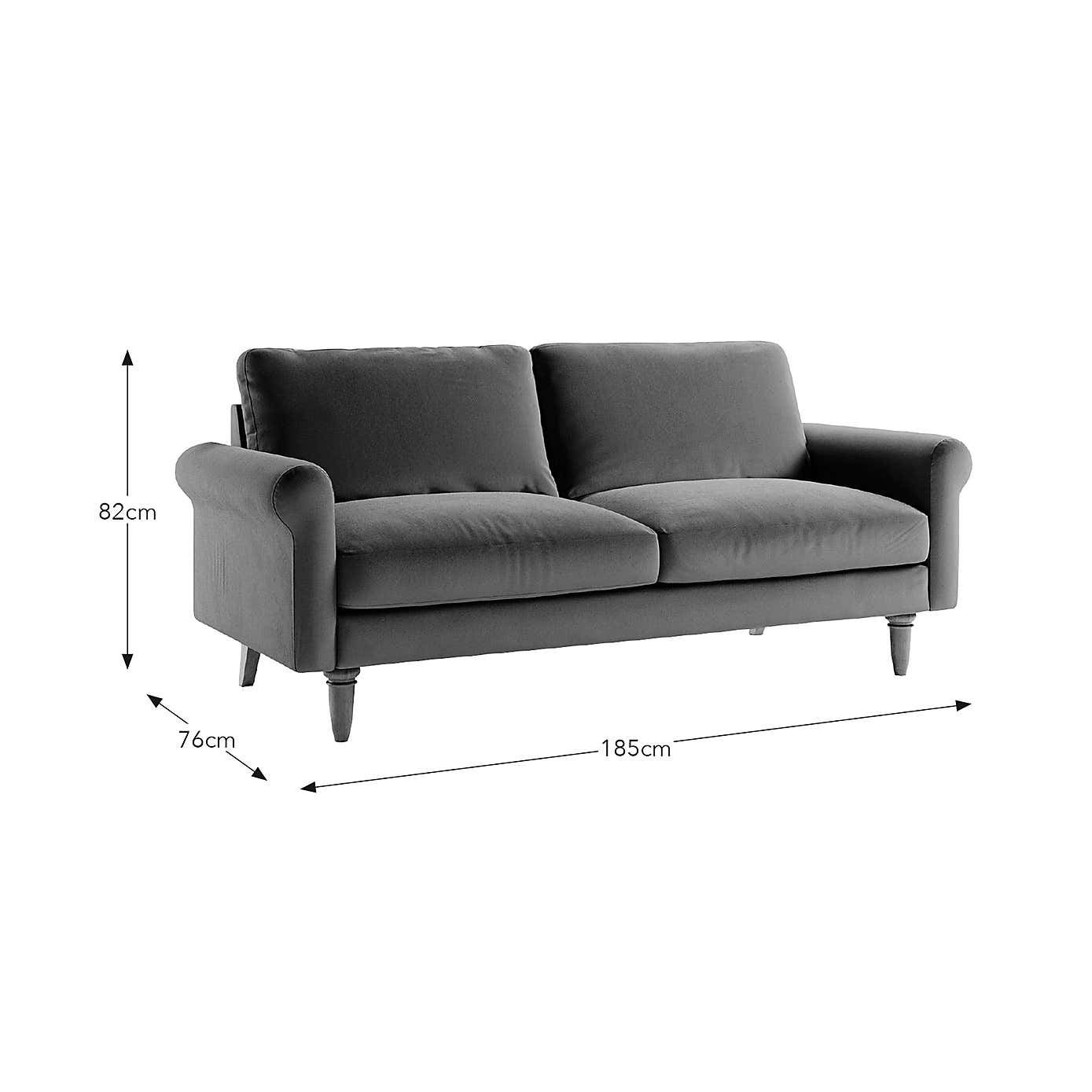 Maeve Compact Velvet 3 Seater Sofa
