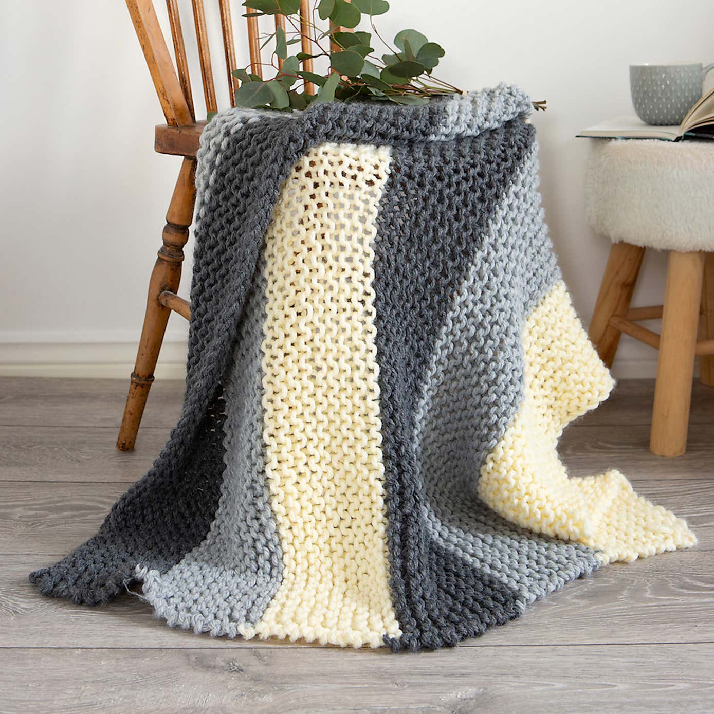 Wool Couture Beginners Grey Stripy Blank Knit Kit