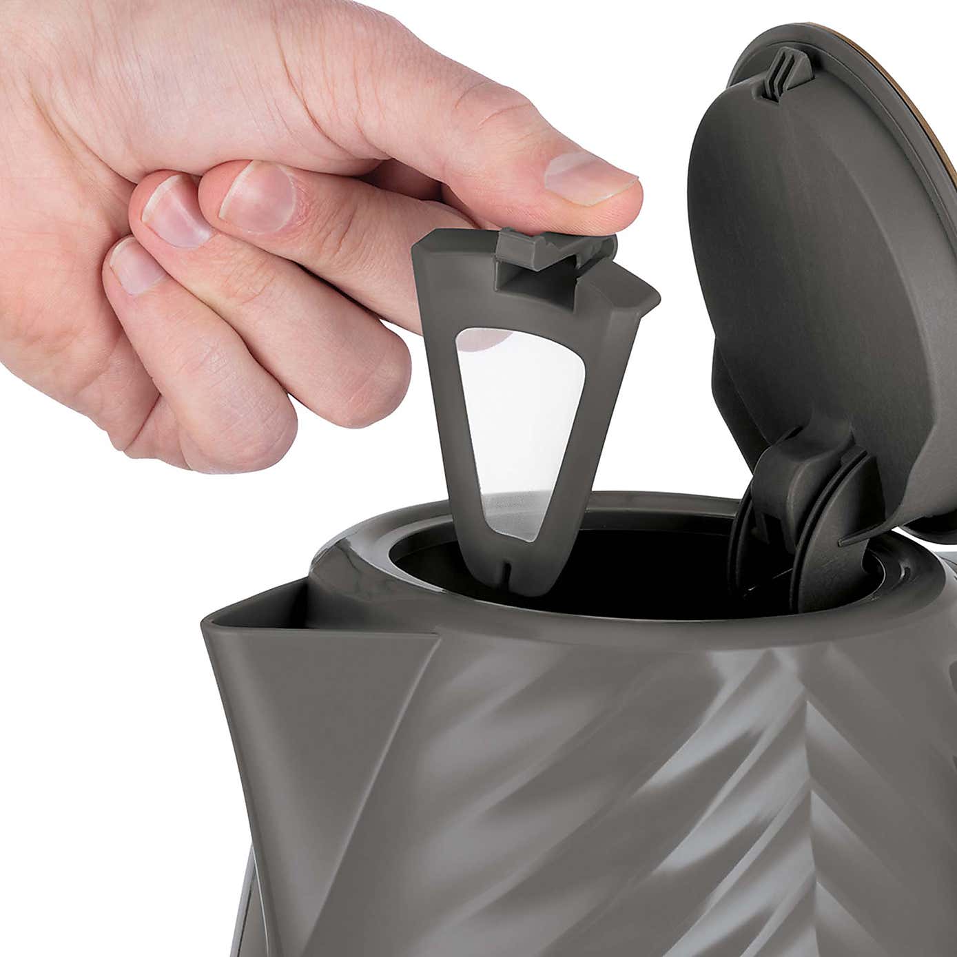 Russell Hobbs Groove Grey Kettle & 2 Slice Toaster