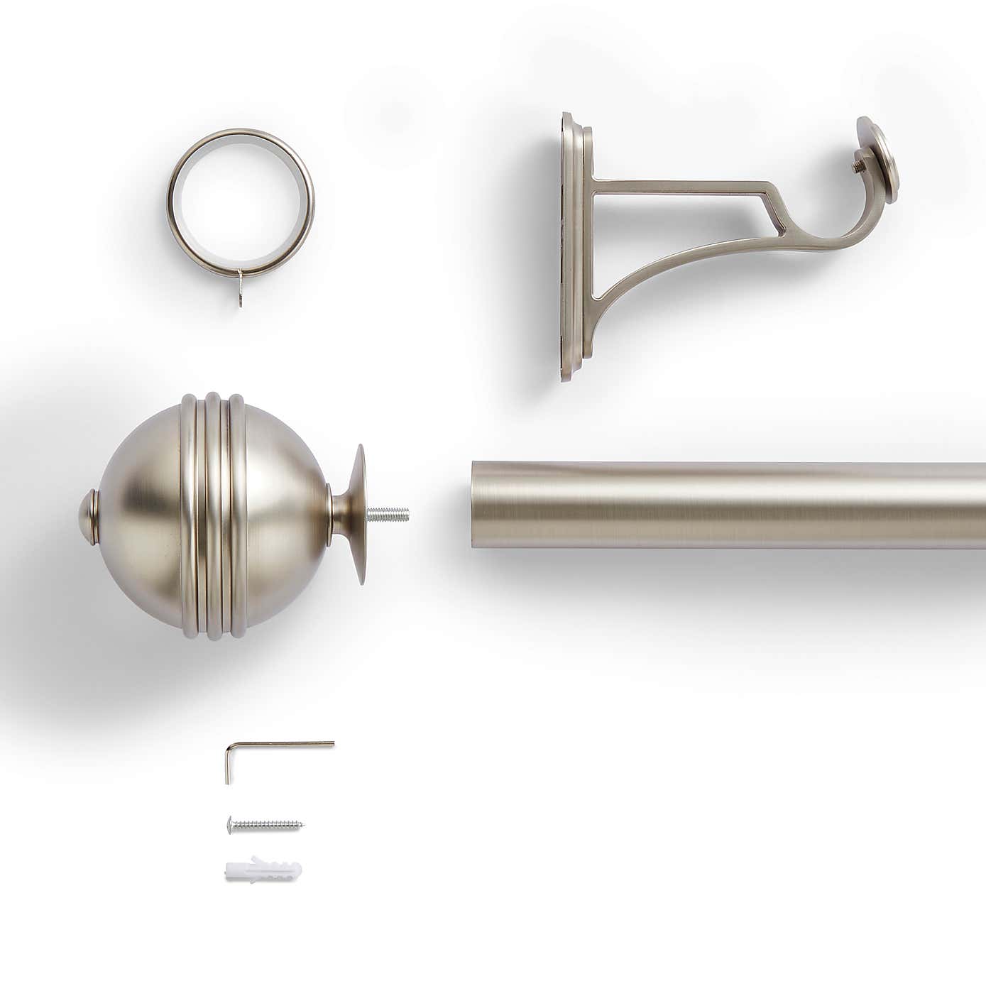 Traditional Ball Fixed Metal Curtain Pole with Rings