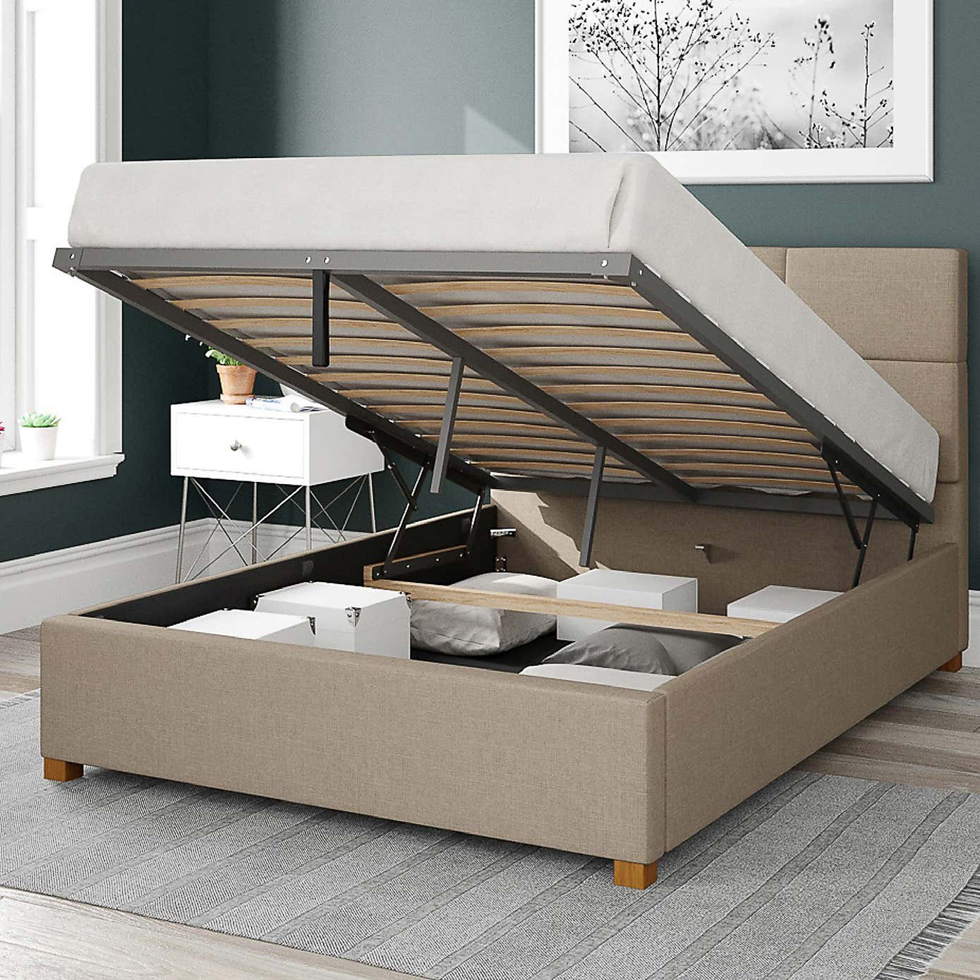 Caine Eire Linen Ottoman Bed Frame