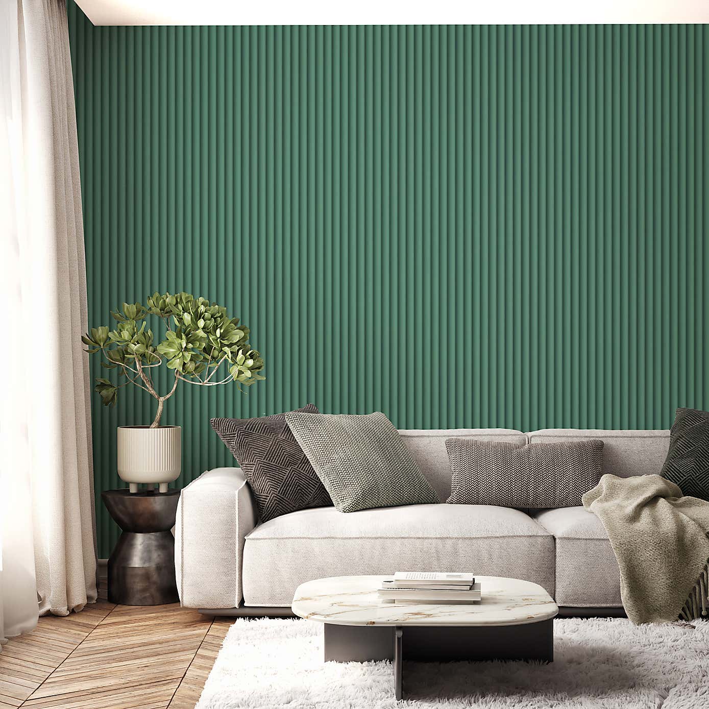 Ribbed Panel Effect Wallpaper