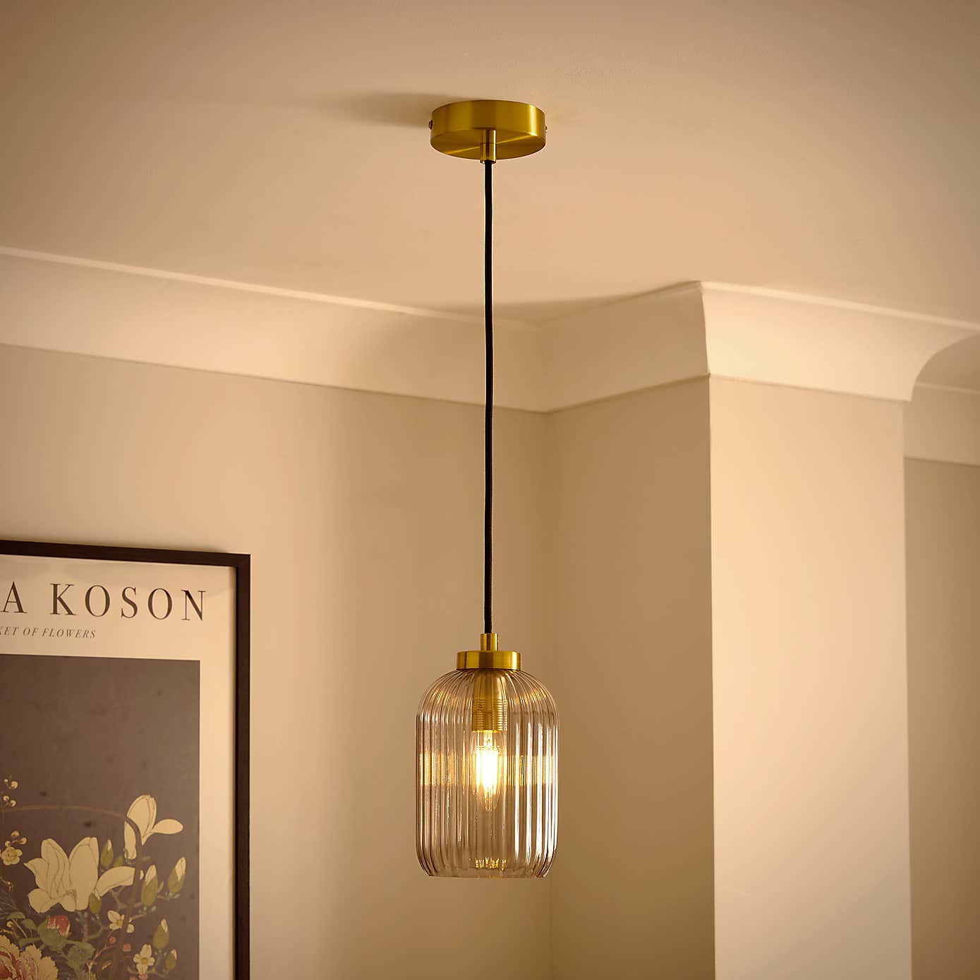 Riley Industrial Ribbed Adjustable Pendant Light