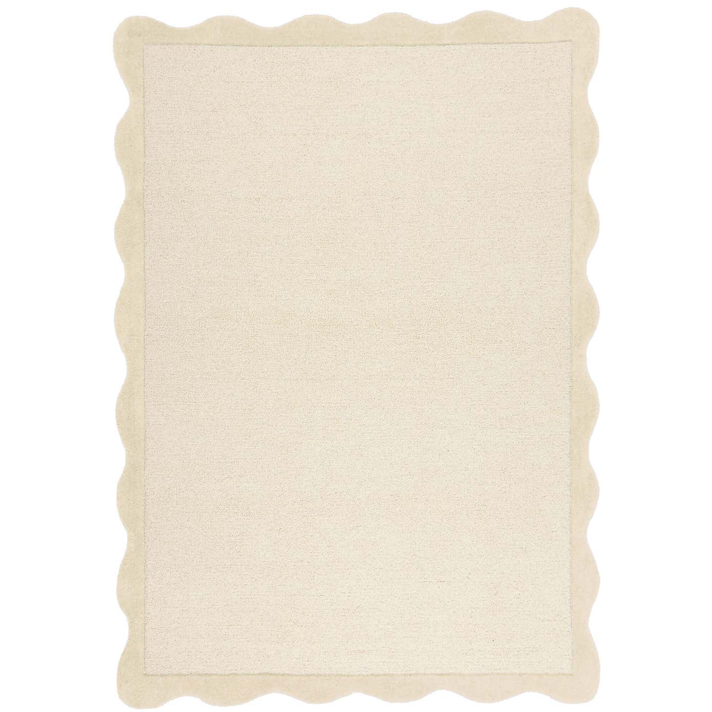 Bonnie Scallop Natural Border Wool Rug