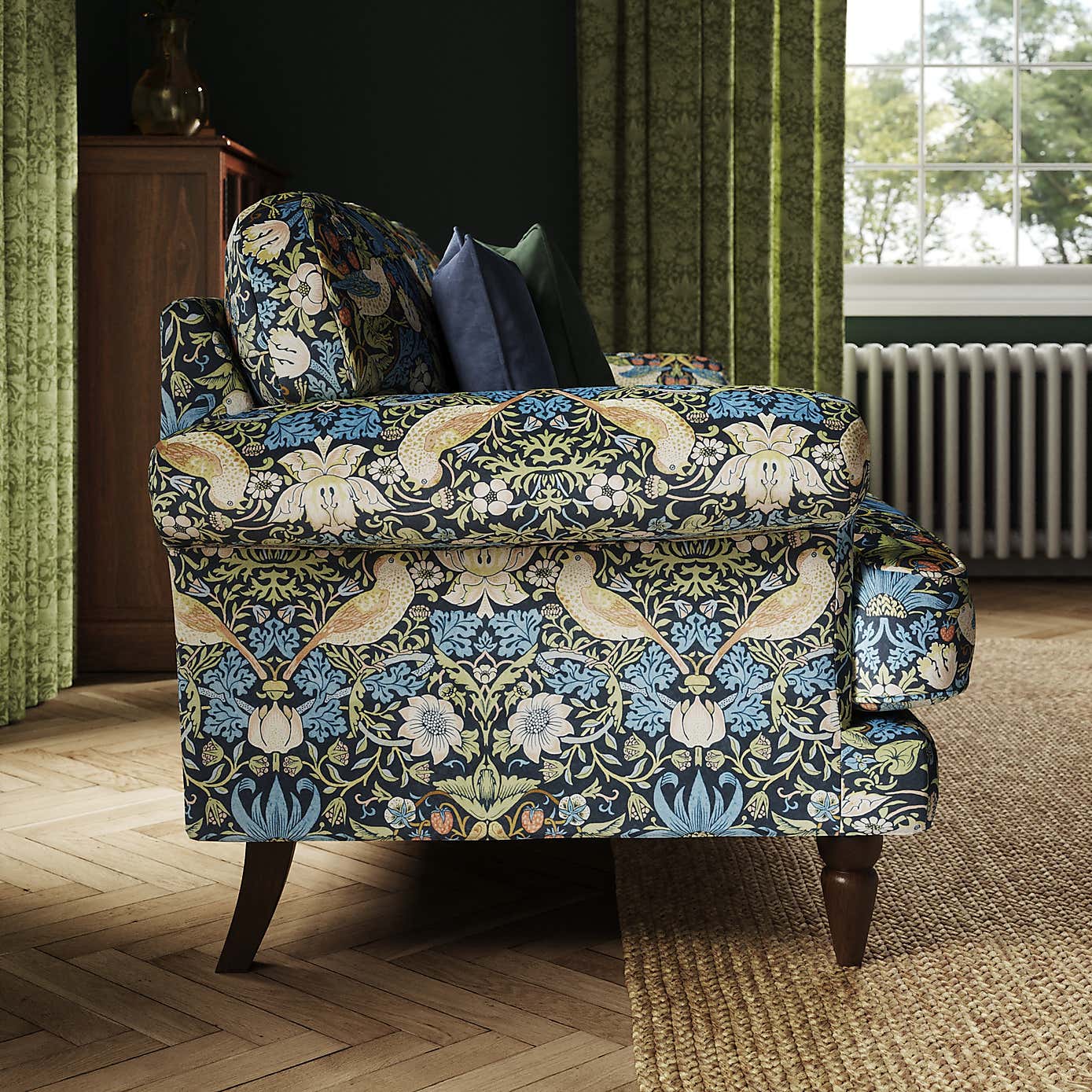 William Morris Strawberry Thief Velvet Fabric Sample