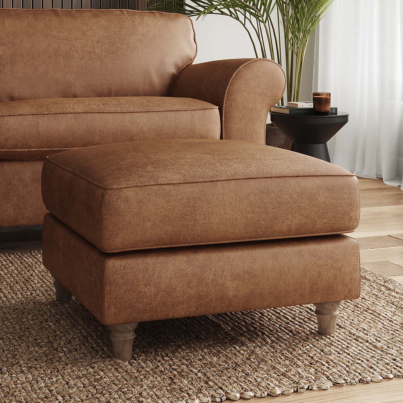 Flori Arizona Footstool, Faux Leather