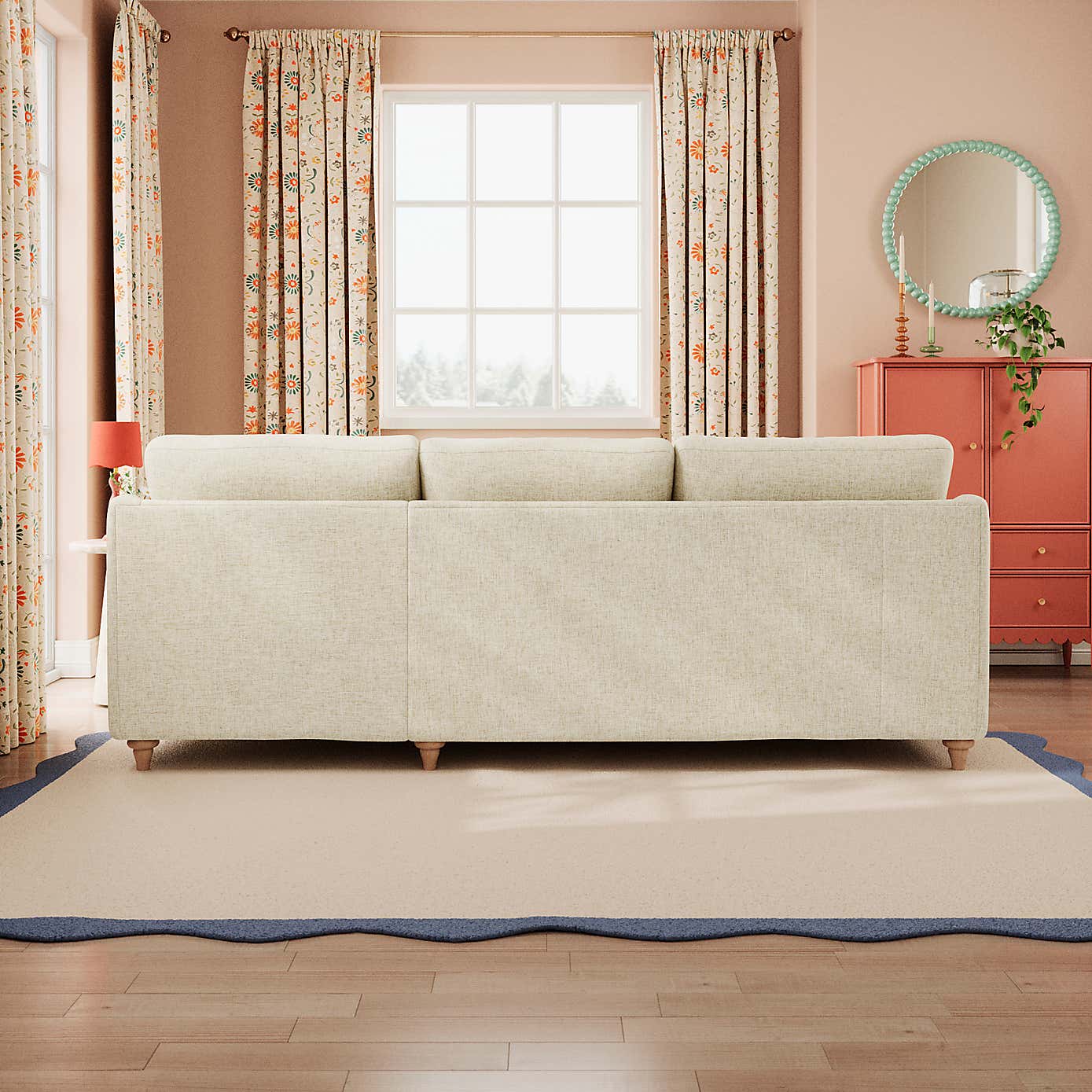 Hattie Slub Faux Linen Corner Chaise