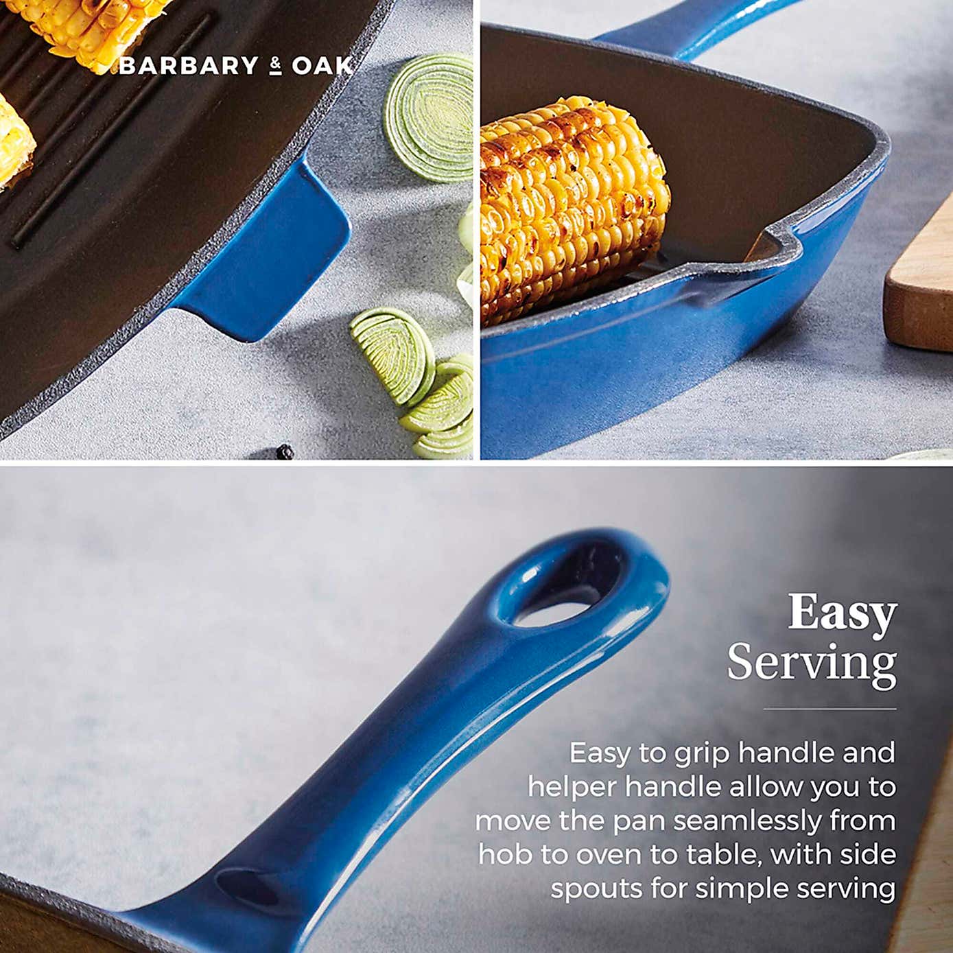 Barbary & Oak Cast Iron Grill Pan, 23cm