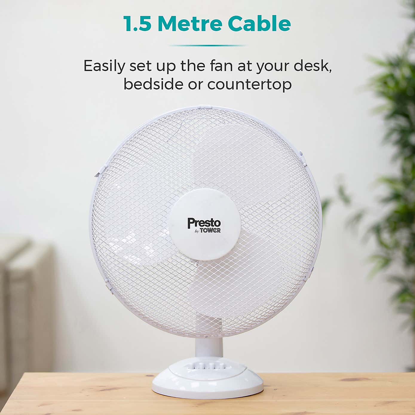 Tower Presto 12" White Desk Fan